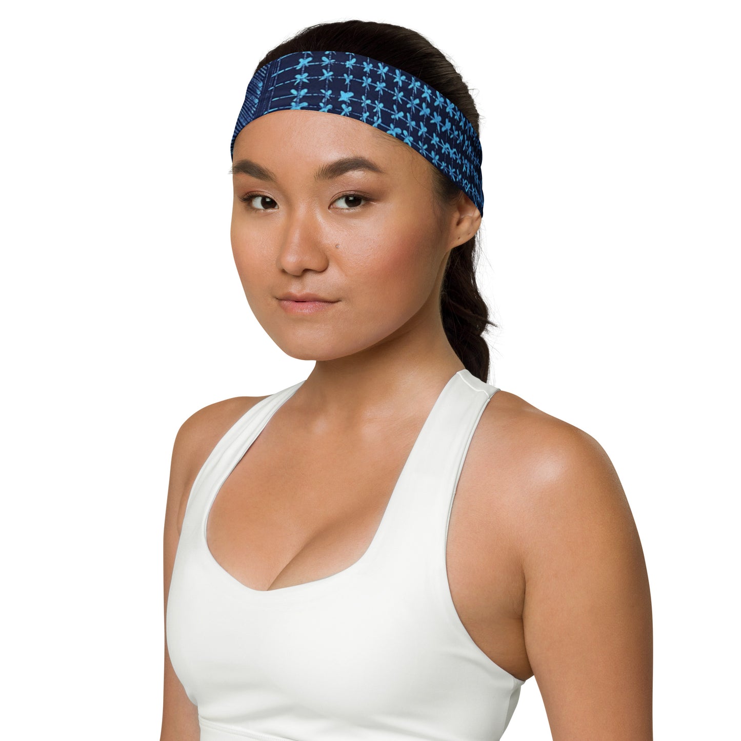 Black And Turquoise Shapes Adire Headband