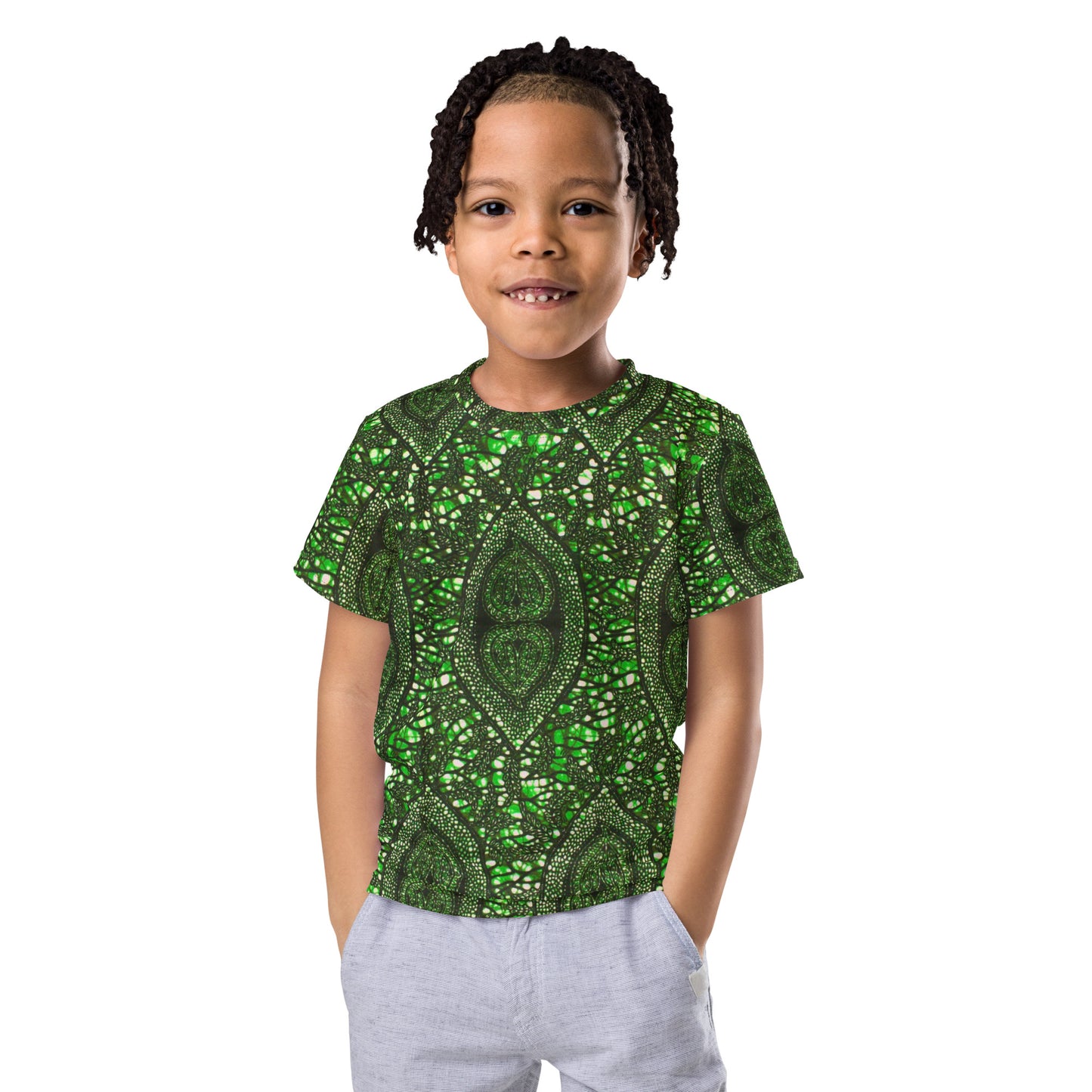 Green Peas Ankara Kids Crew Neck T-shirt