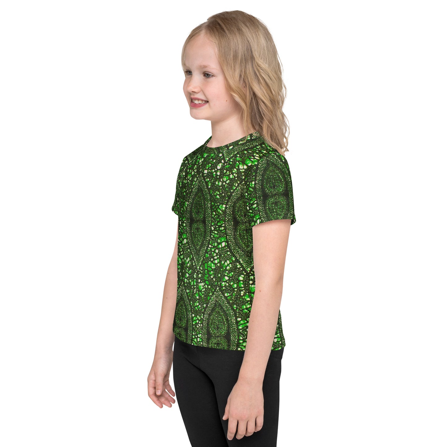 Green Peas Ankara Kids Crew Neck T-shirt