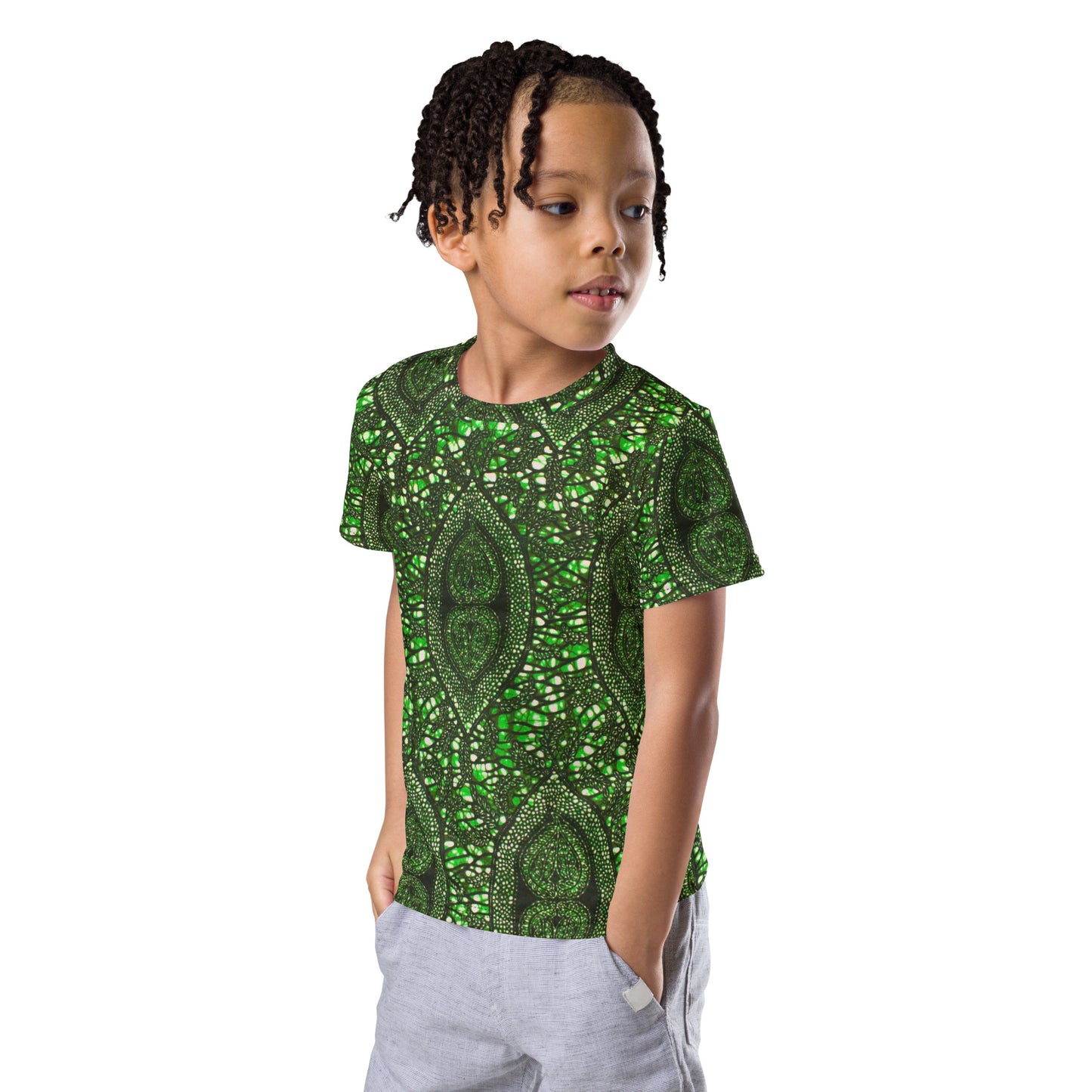 Green Peas Ankara Kids Crew Neck T-shirt