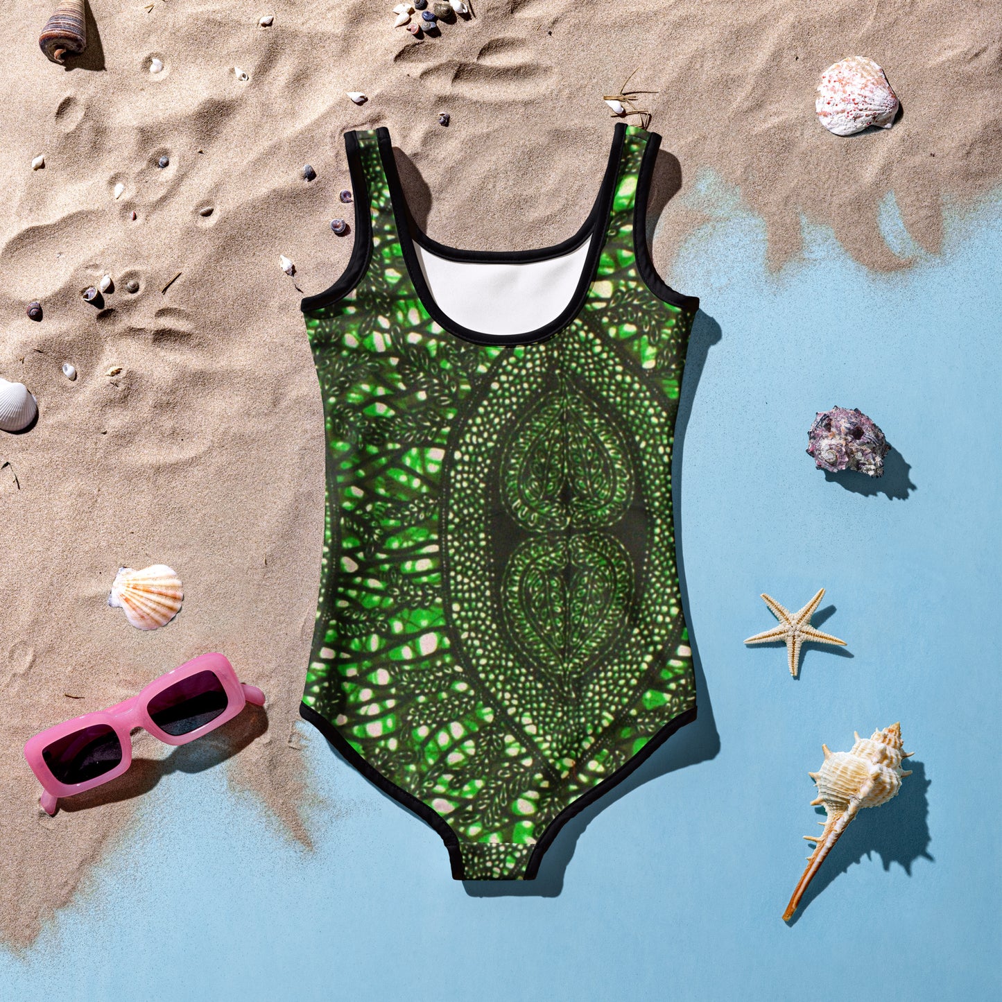 Green Peas Ankara Kids Swimsuit