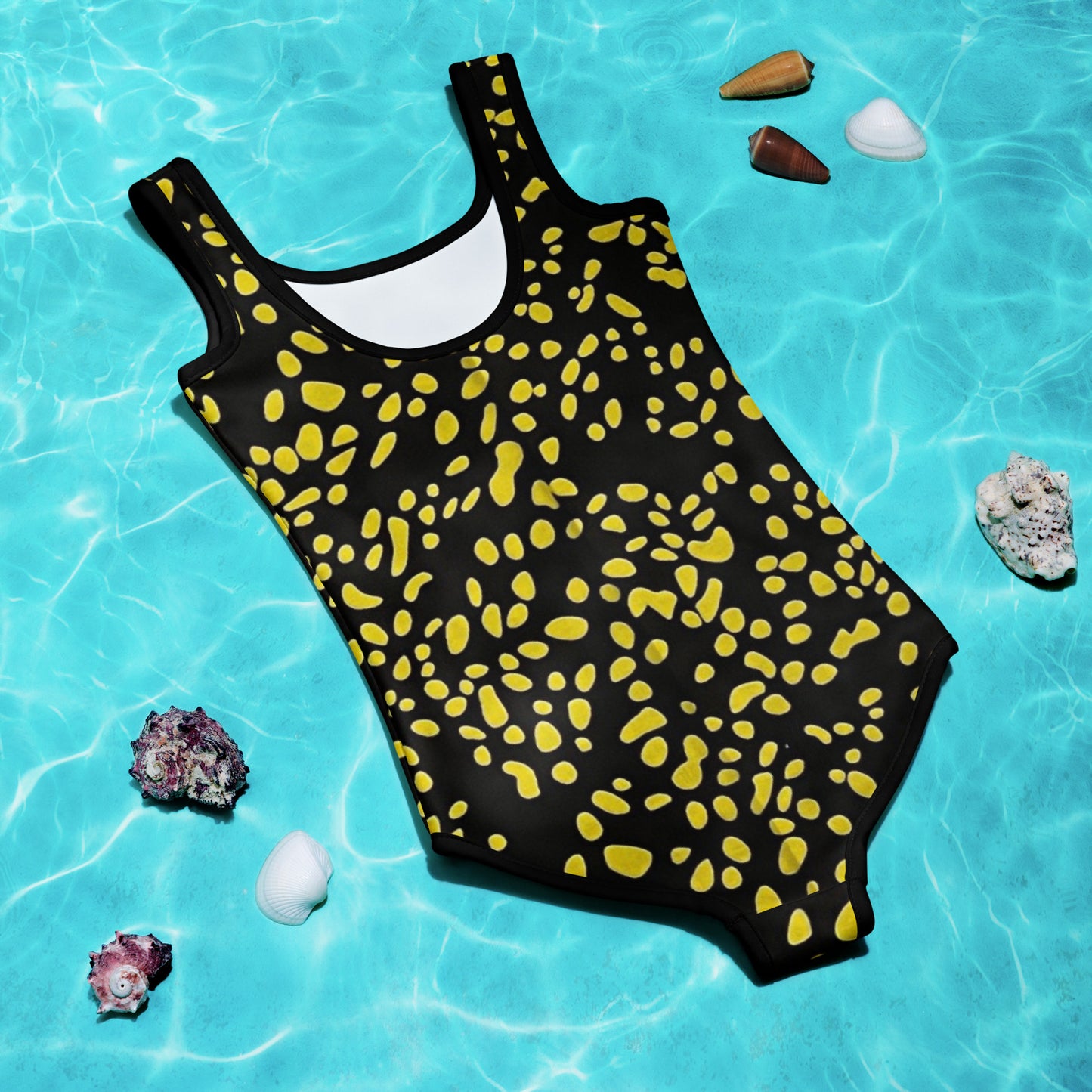 Yellow Dots Adire Kids Swimsuit