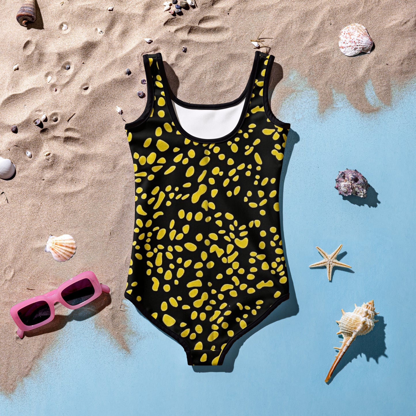 Yellow Dots Adire Kids Swimsuit