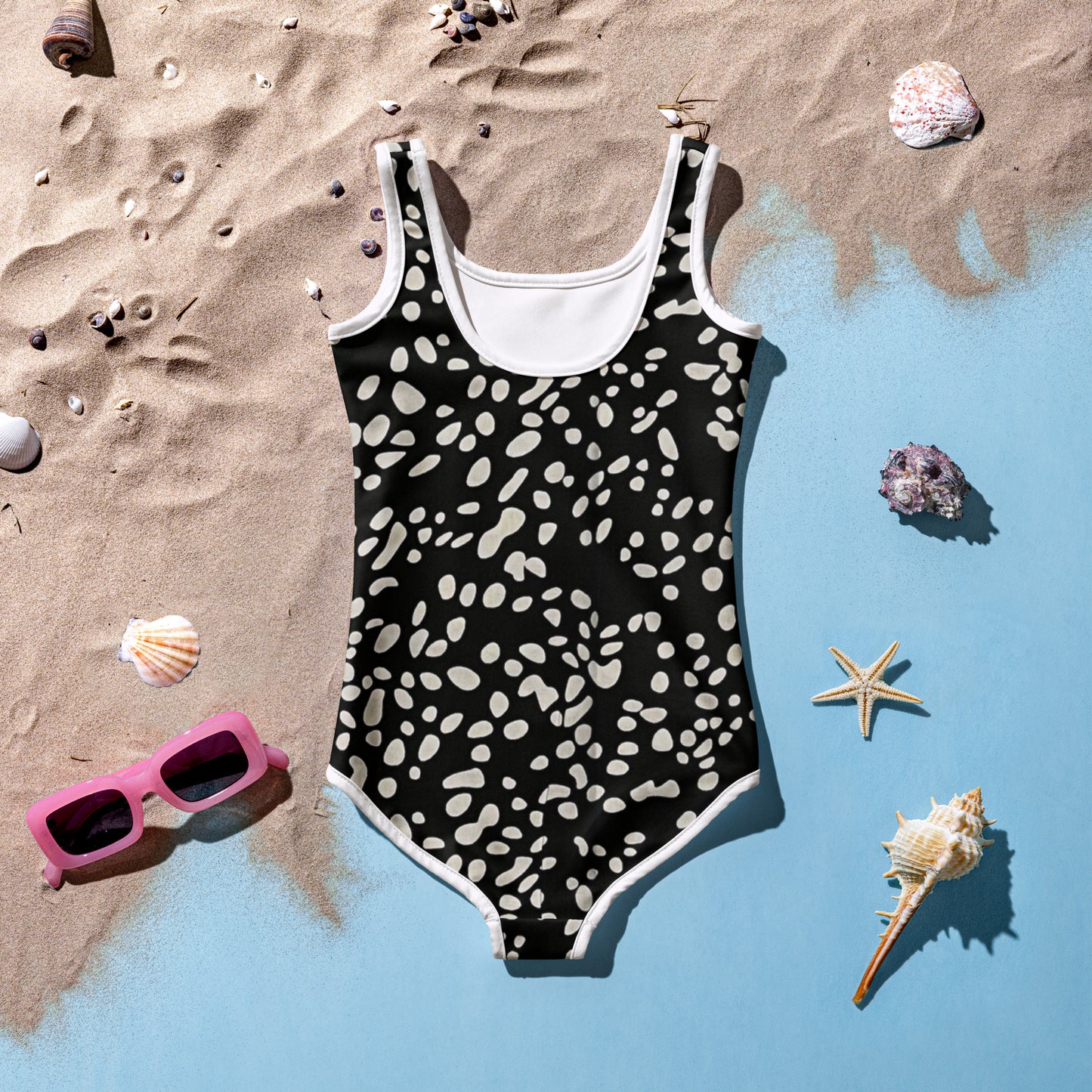 White Dots Adire Kids Swimsuit