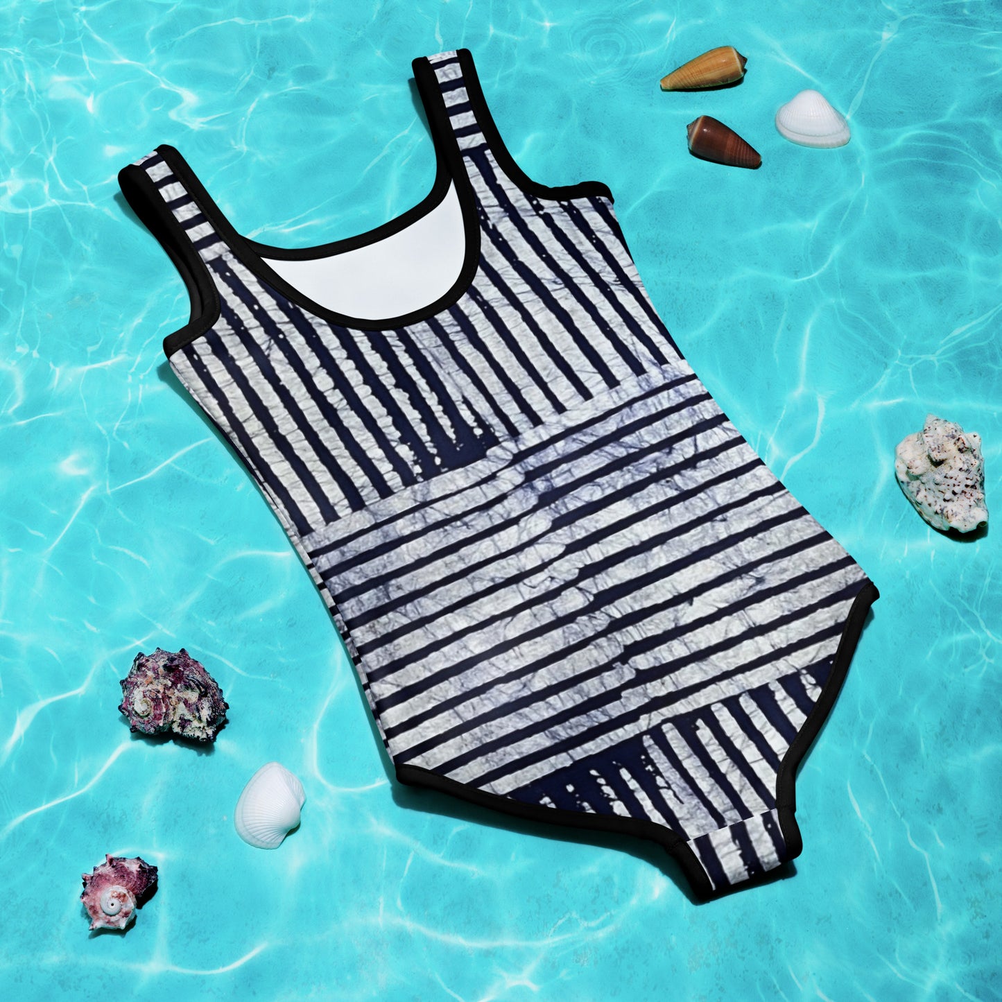 Stripey Adire Kids Swimsuit