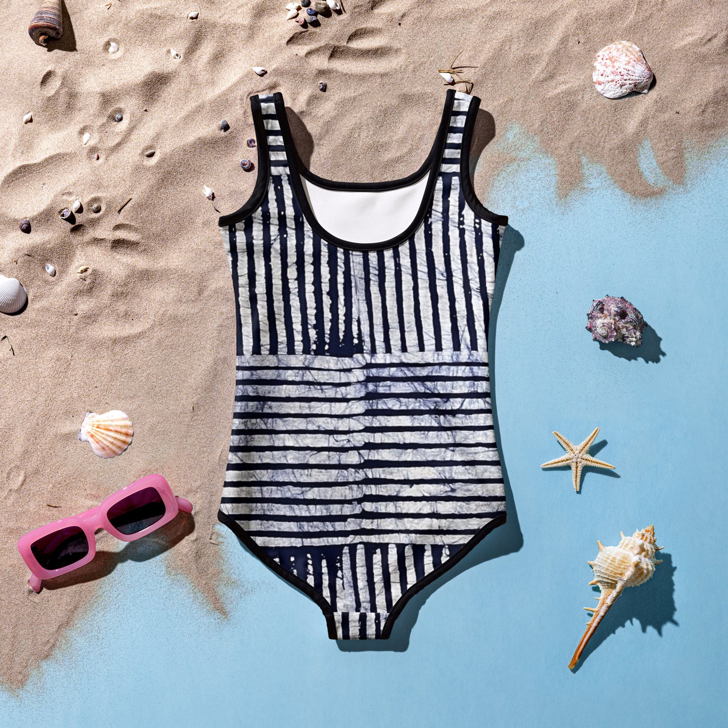 Stripey Adire Kids Swimsuit