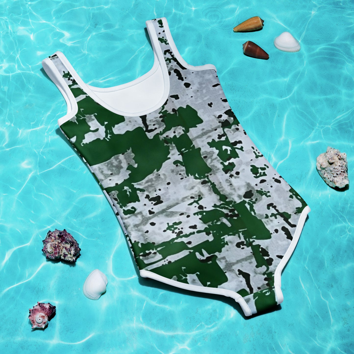 Green Camo Adire Kids Swimsuit