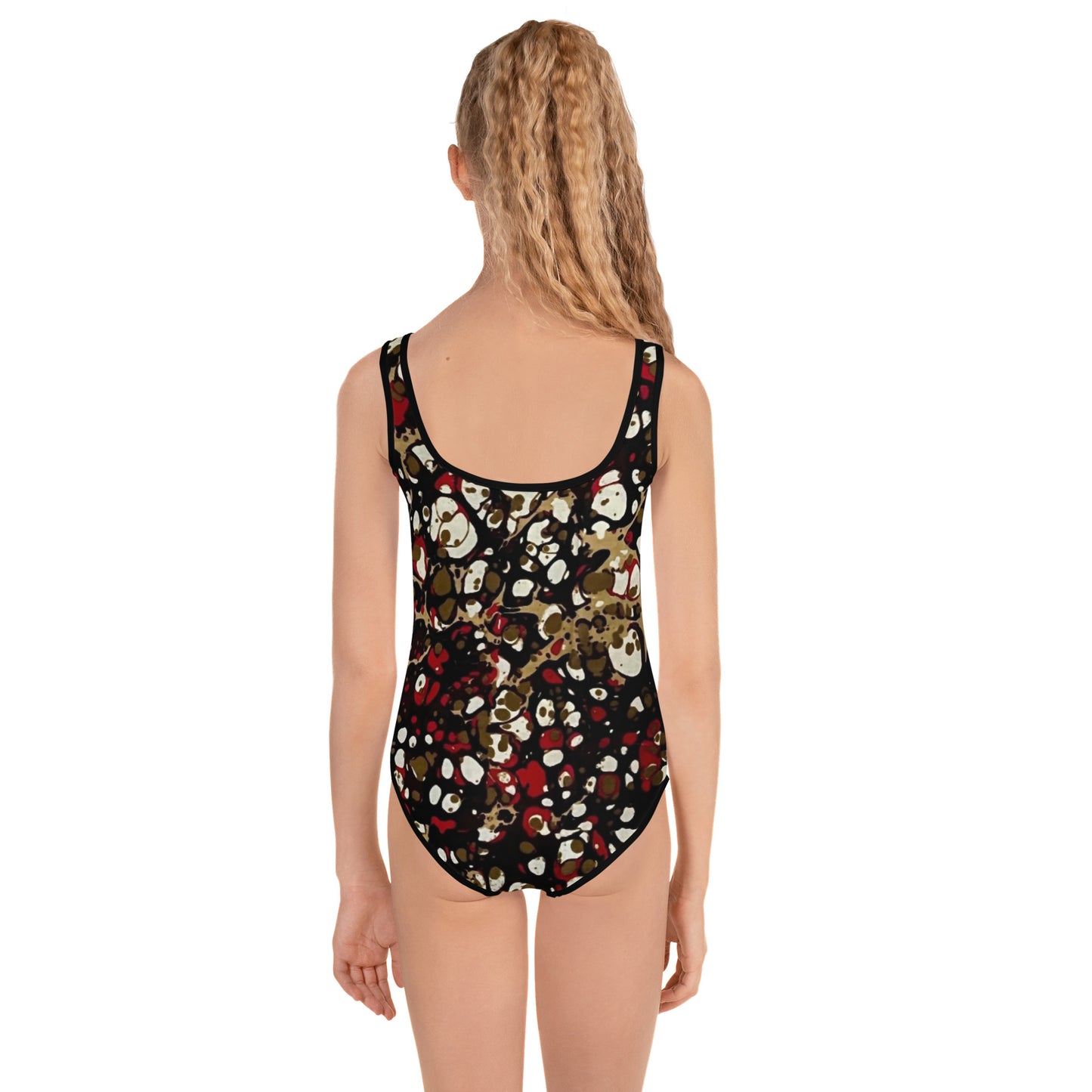 Red Abstract Adire Kids Swimsuit