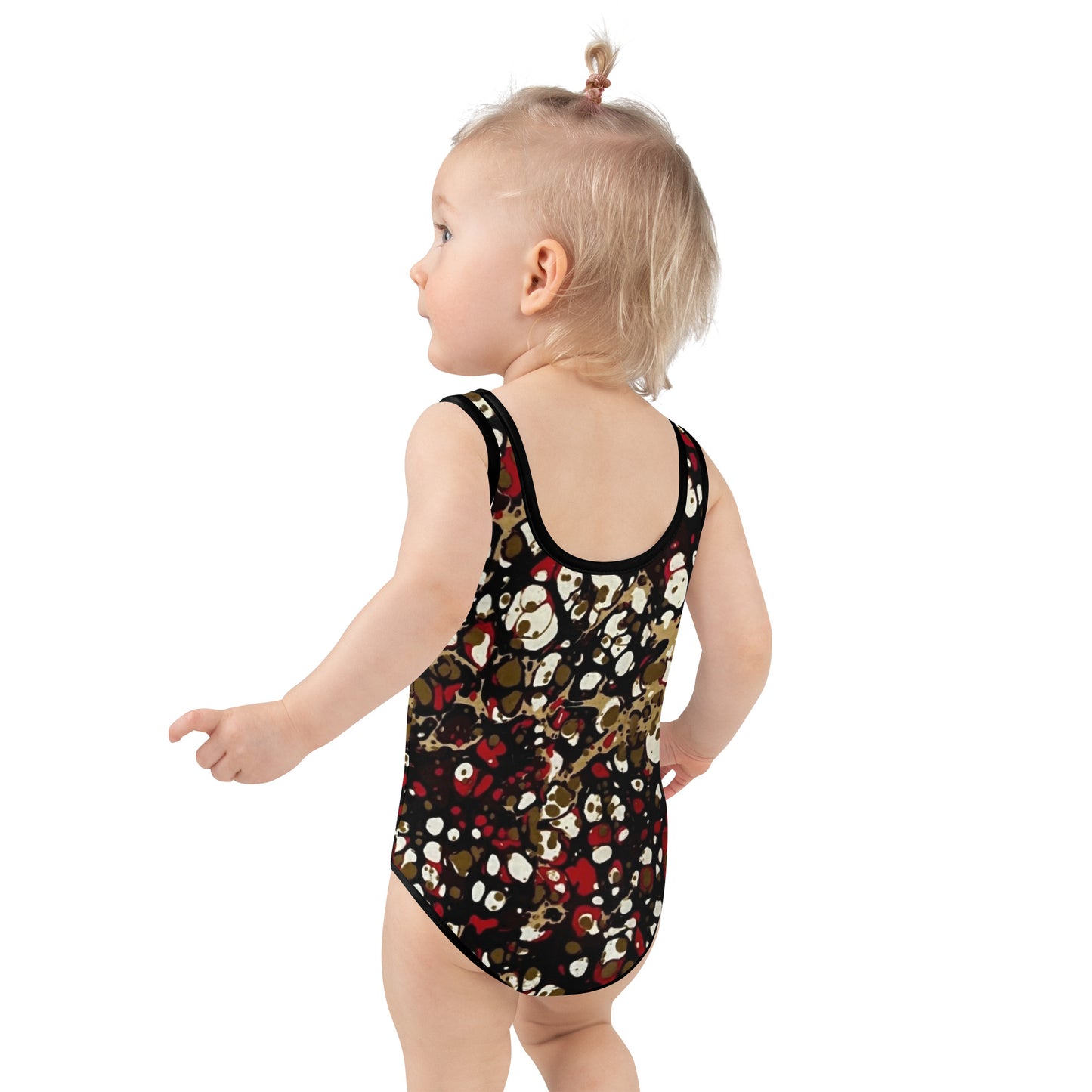 Red Abstract Adire Kids Swimsuit