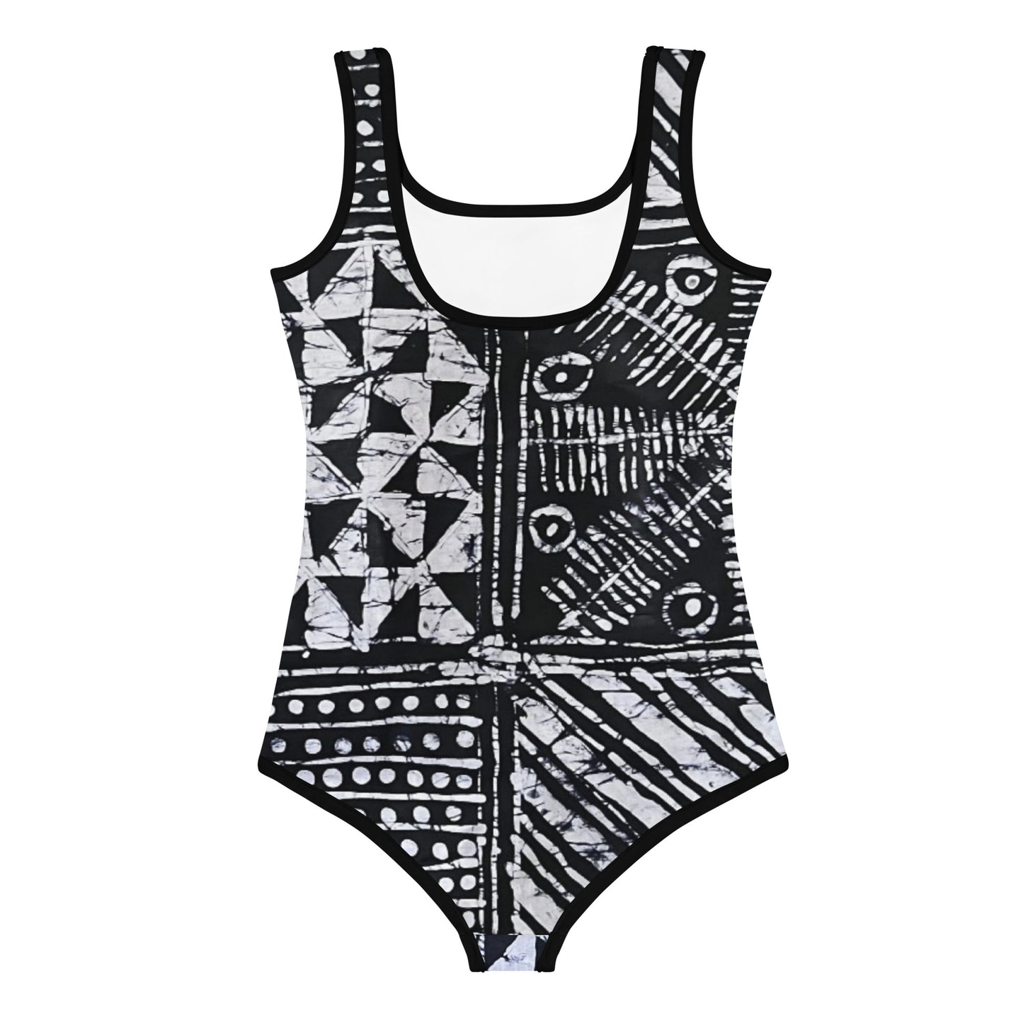 Monochrome Abstract Adire Kids Swimsuit