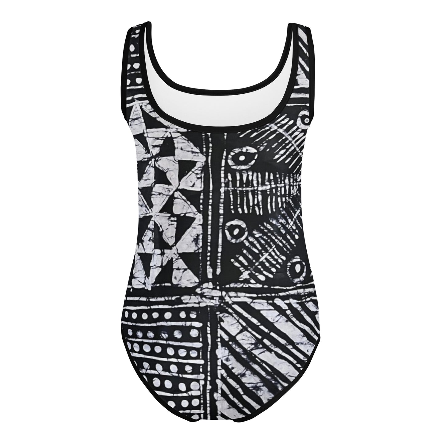 Monochrome Abstract Adire Kids Swimsuit