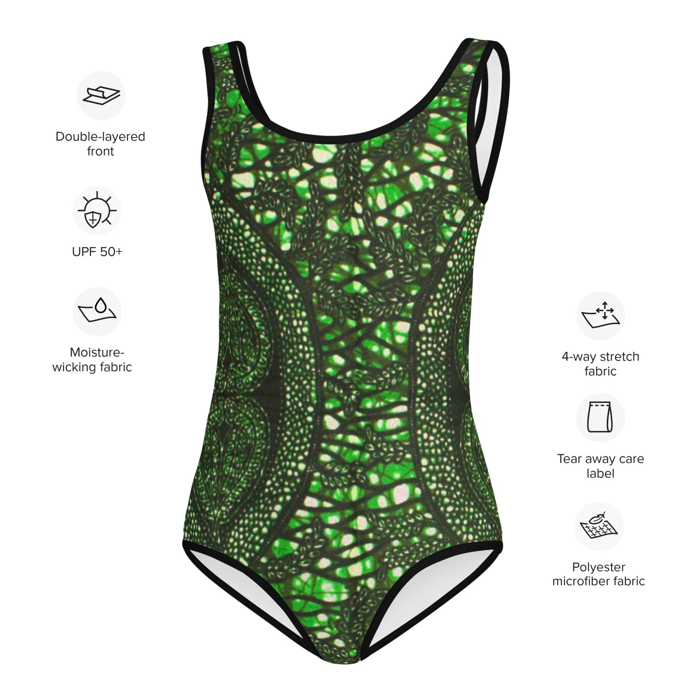 Green Peas Ankara Kids Swimsuit