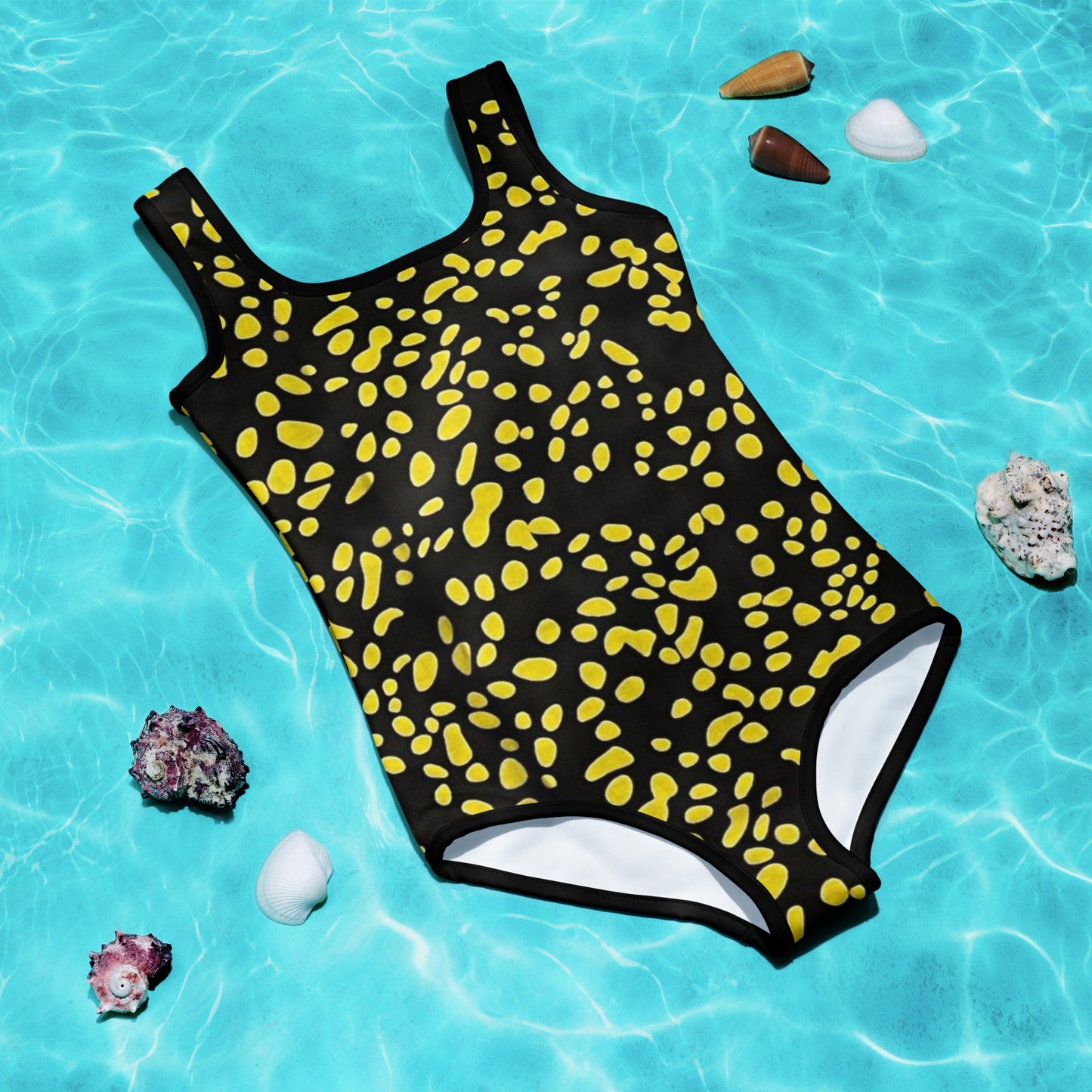 Yellow Dots Adire Kids Swimsuit