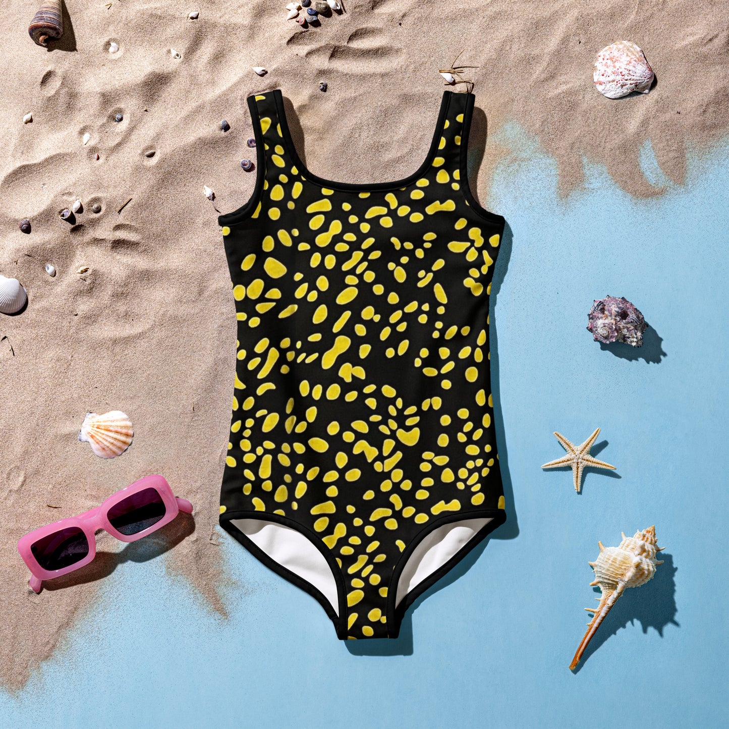 Yellow Dots Adire Kids Swimsuit