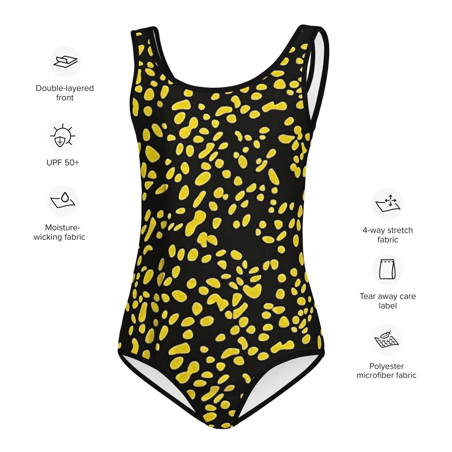 Yellow Dots Adire Kids Swimsuit