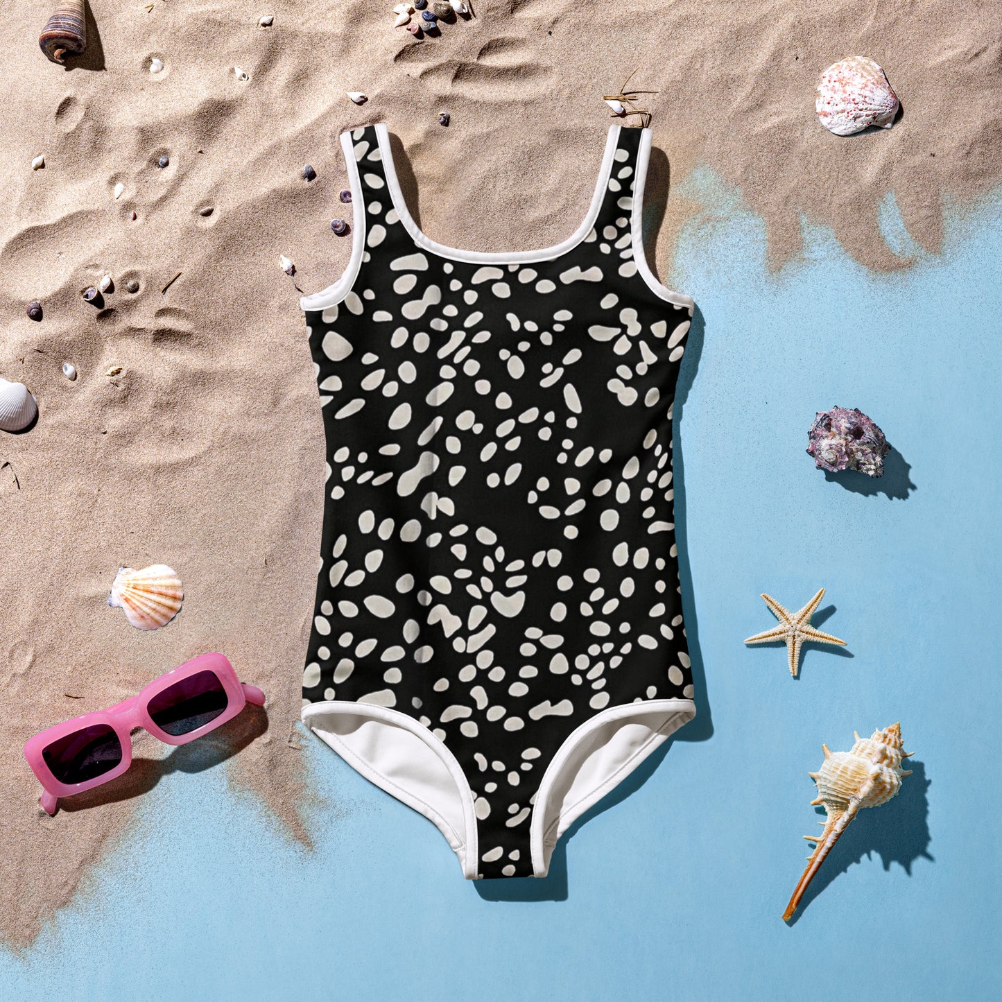 White Dots Adire Kids Swimsuit