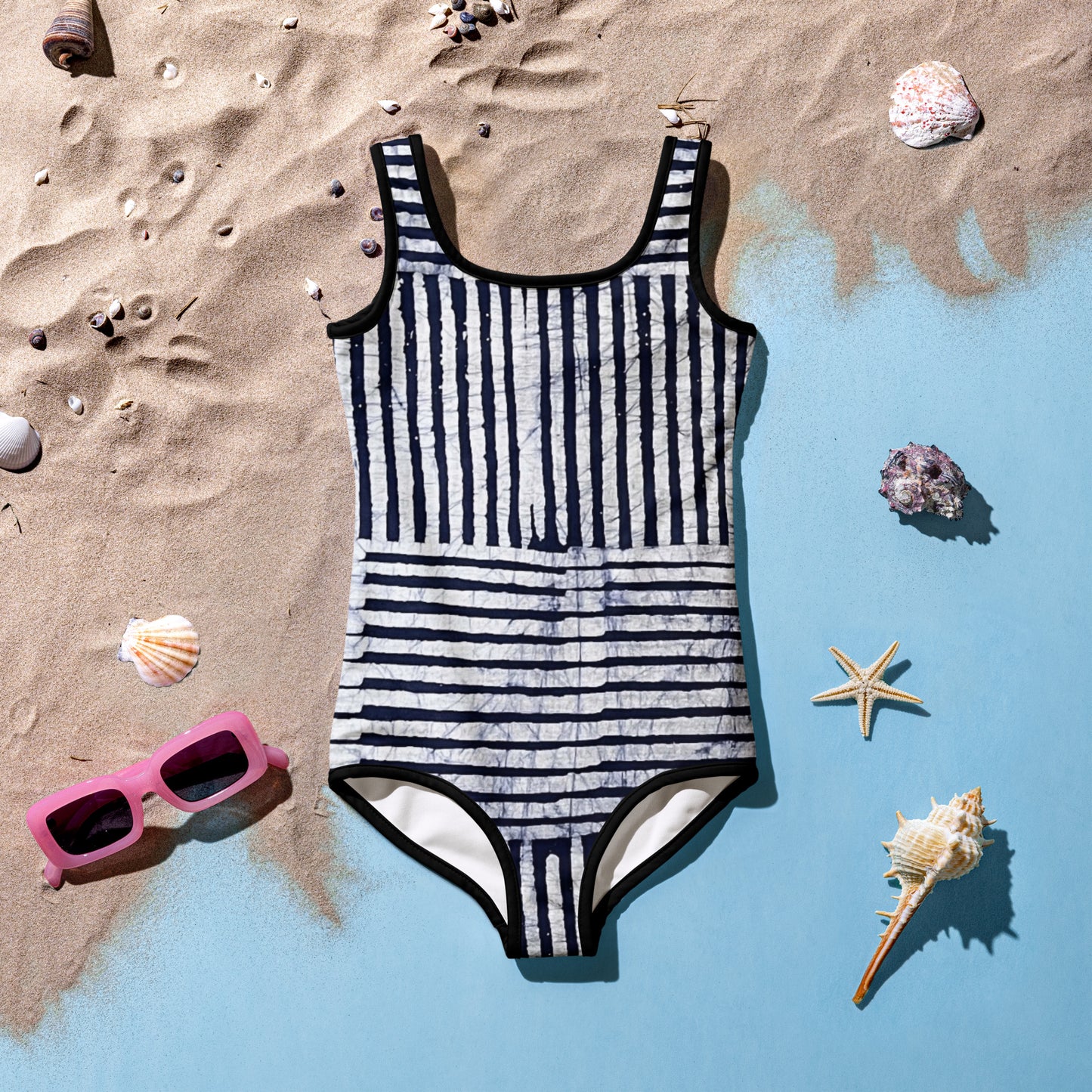 Stripey Adire Kids Swimsuit