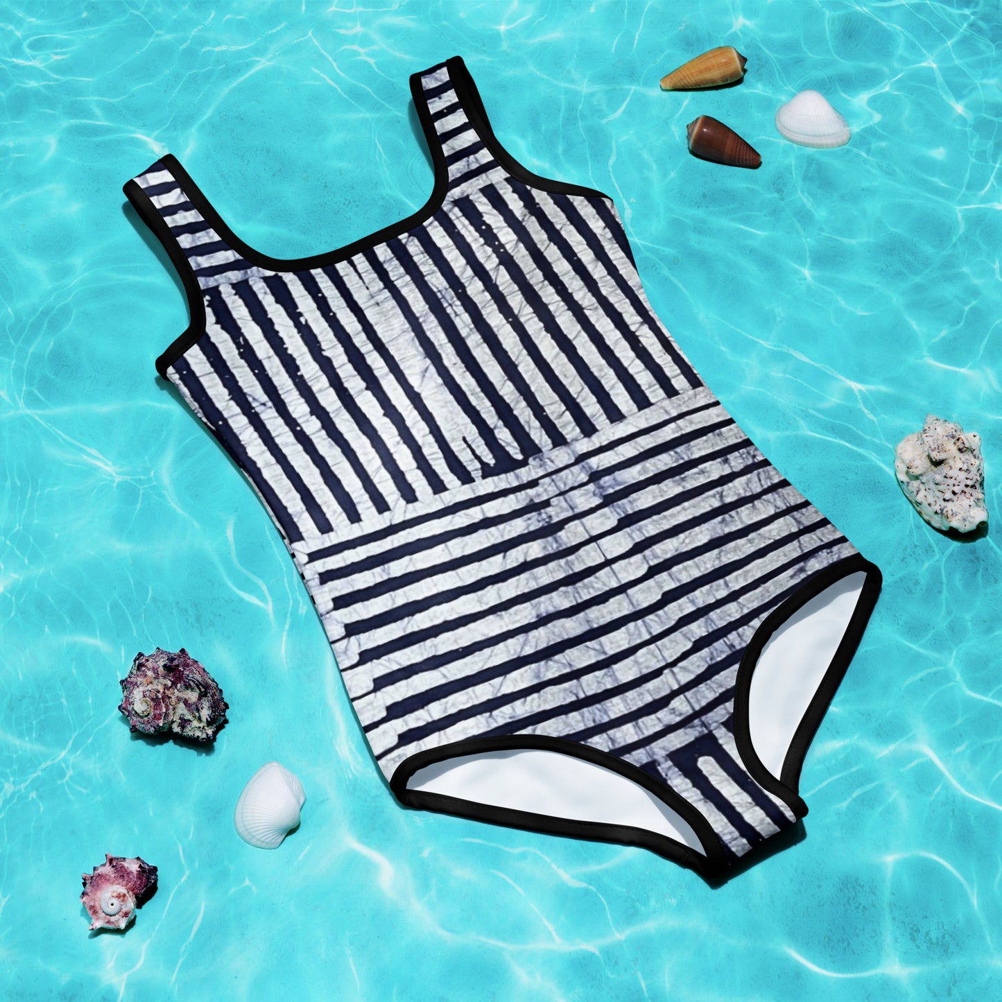 Stripey Adire Kids Swimsuit