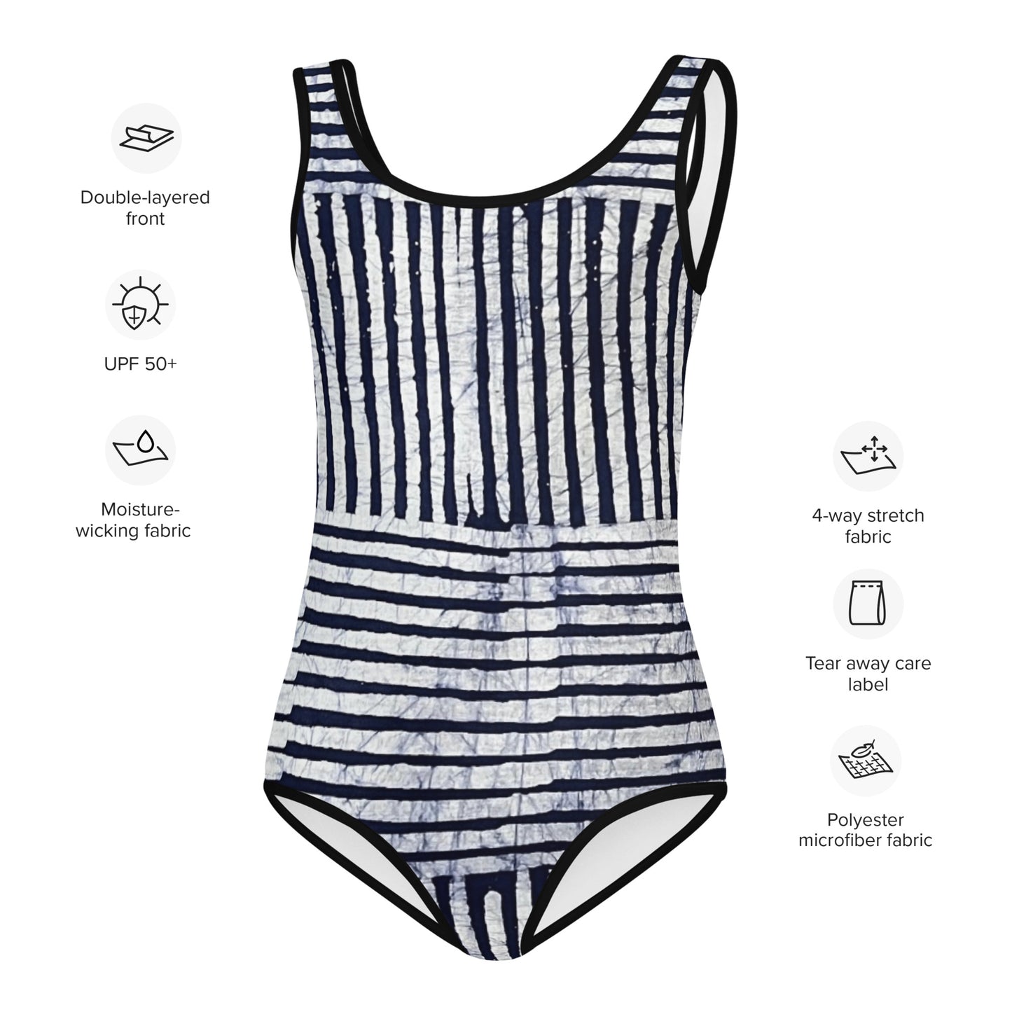 Stripey Adire Kids Swimsuit