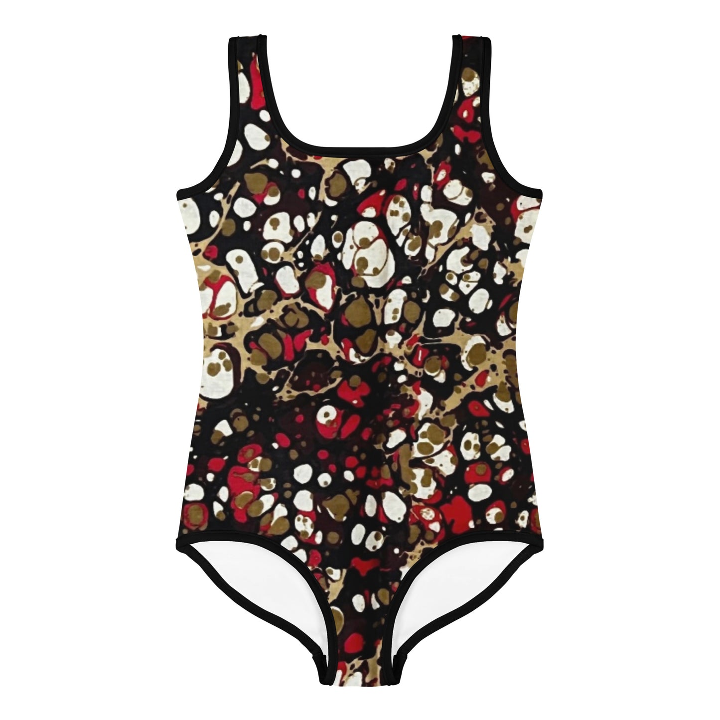 Red Abstract Adire Kids Swimsuit