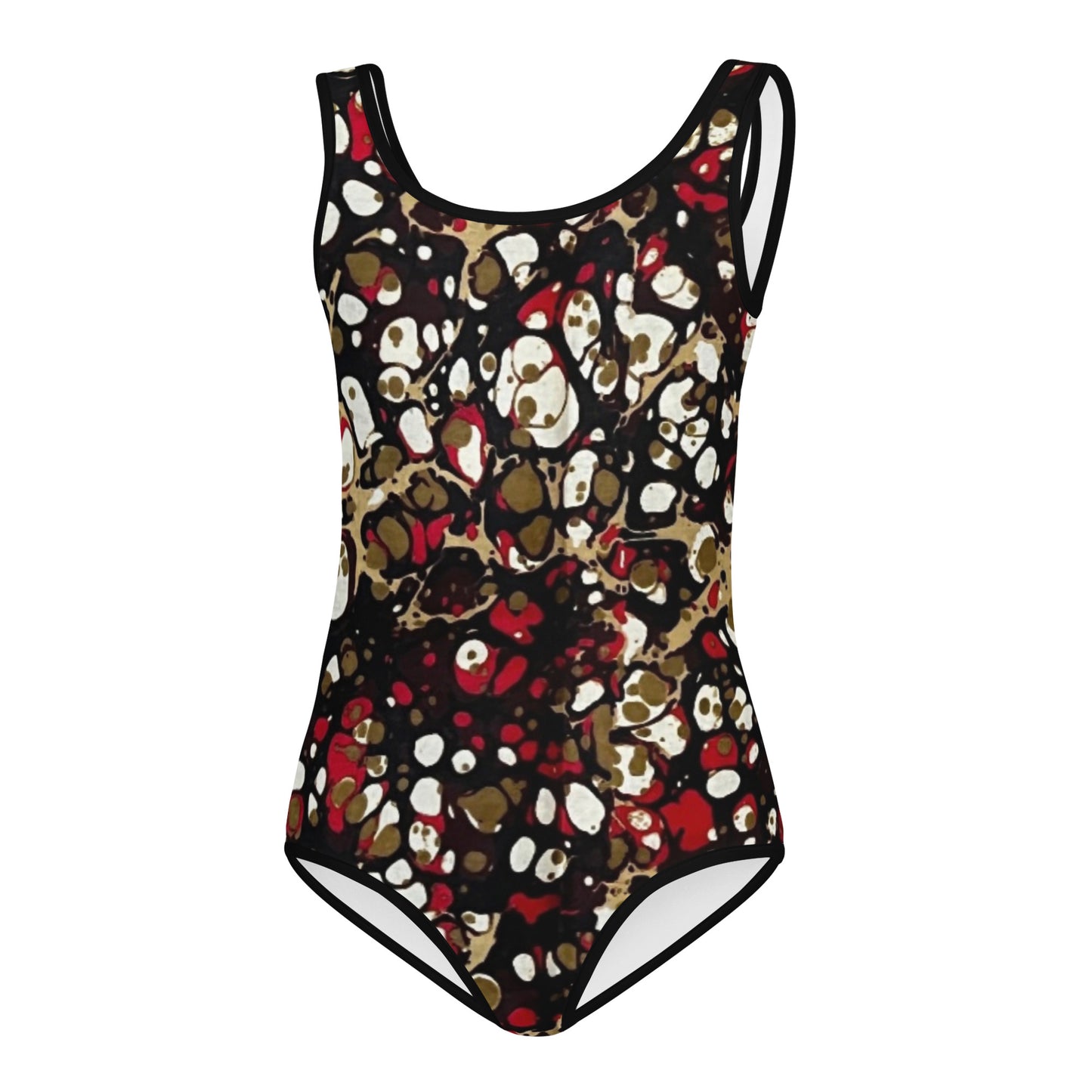 Red Abstract Adire Kids Swimsuit