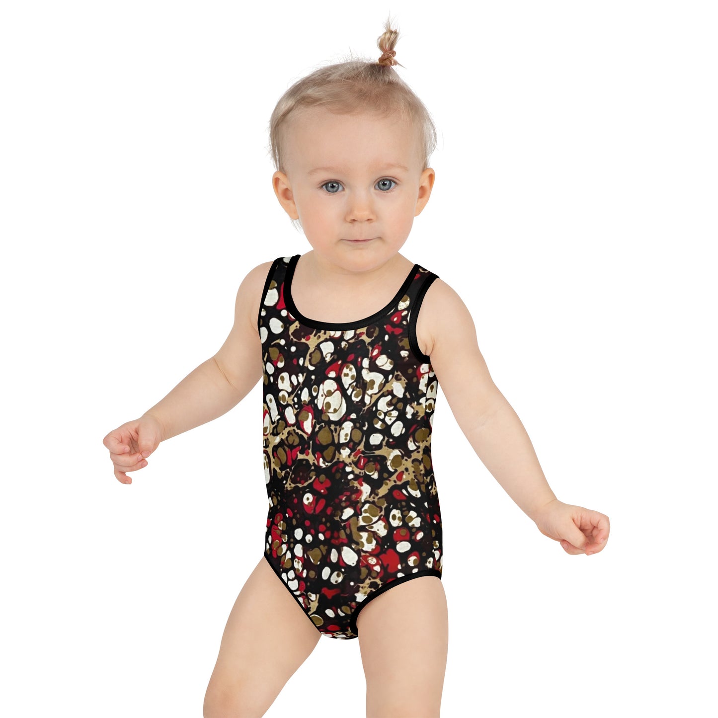 Red Abstract Adire Kids Swimsuit