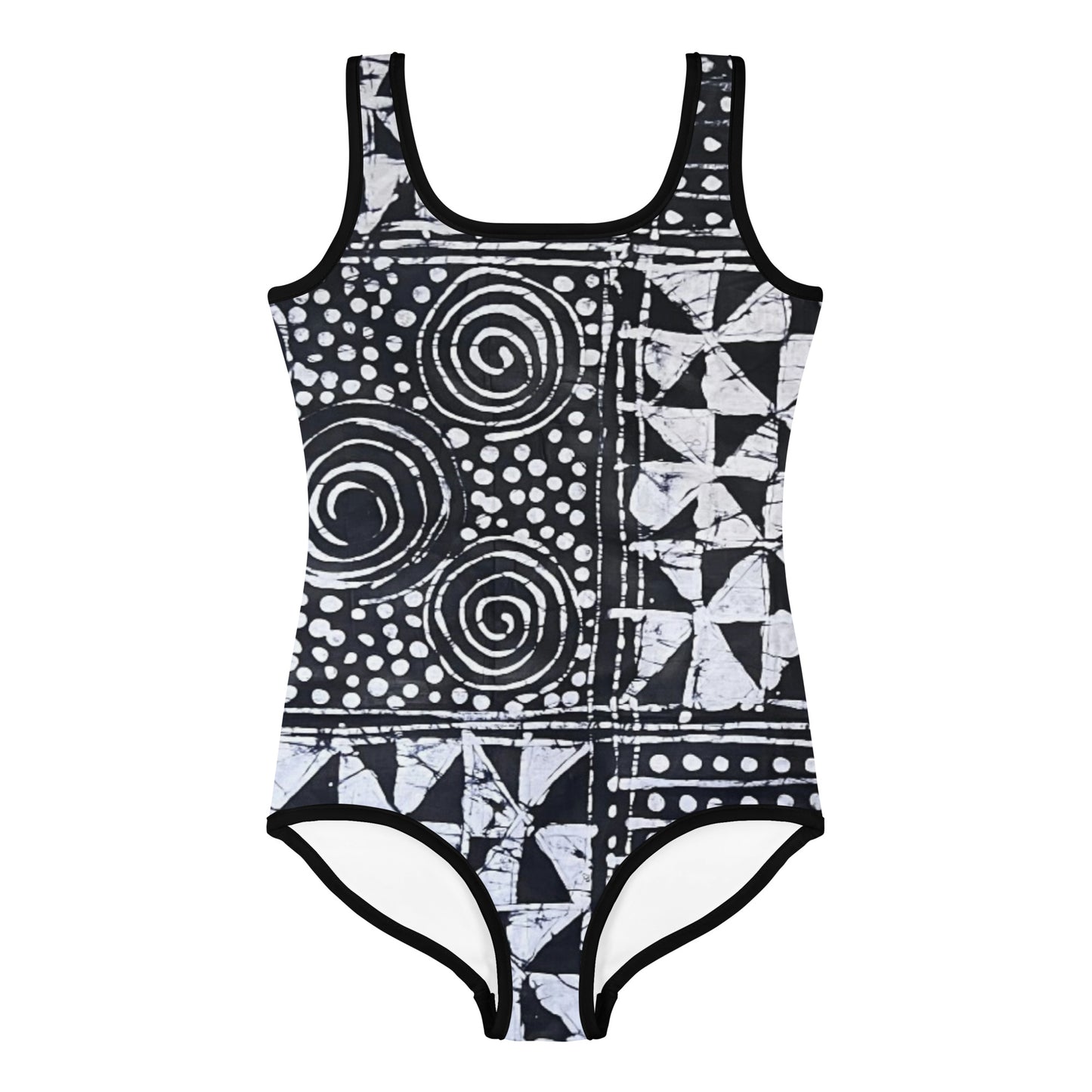 Monochrome Abstract Adire Kids Swimsuit