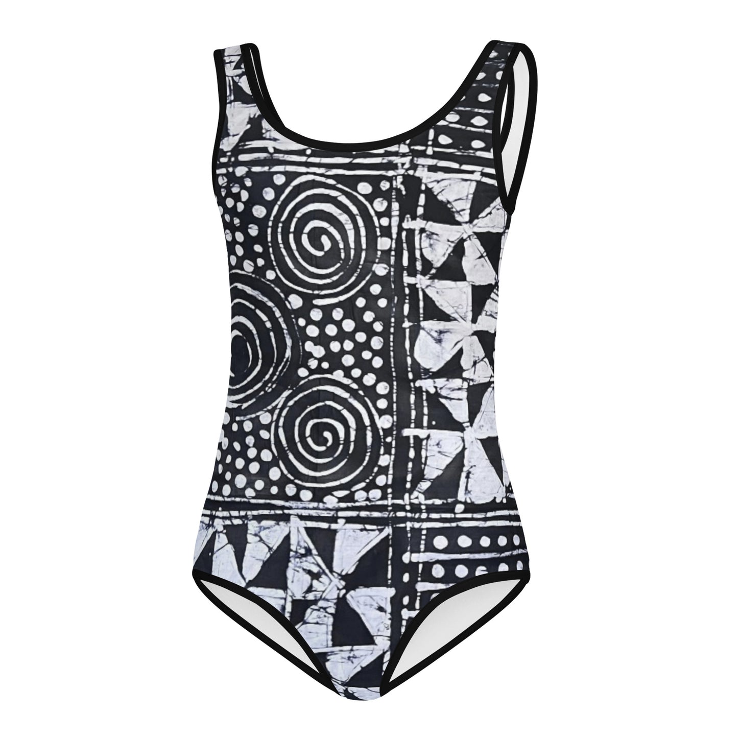 Monochrome Abstract Adire Kids Swimsuit