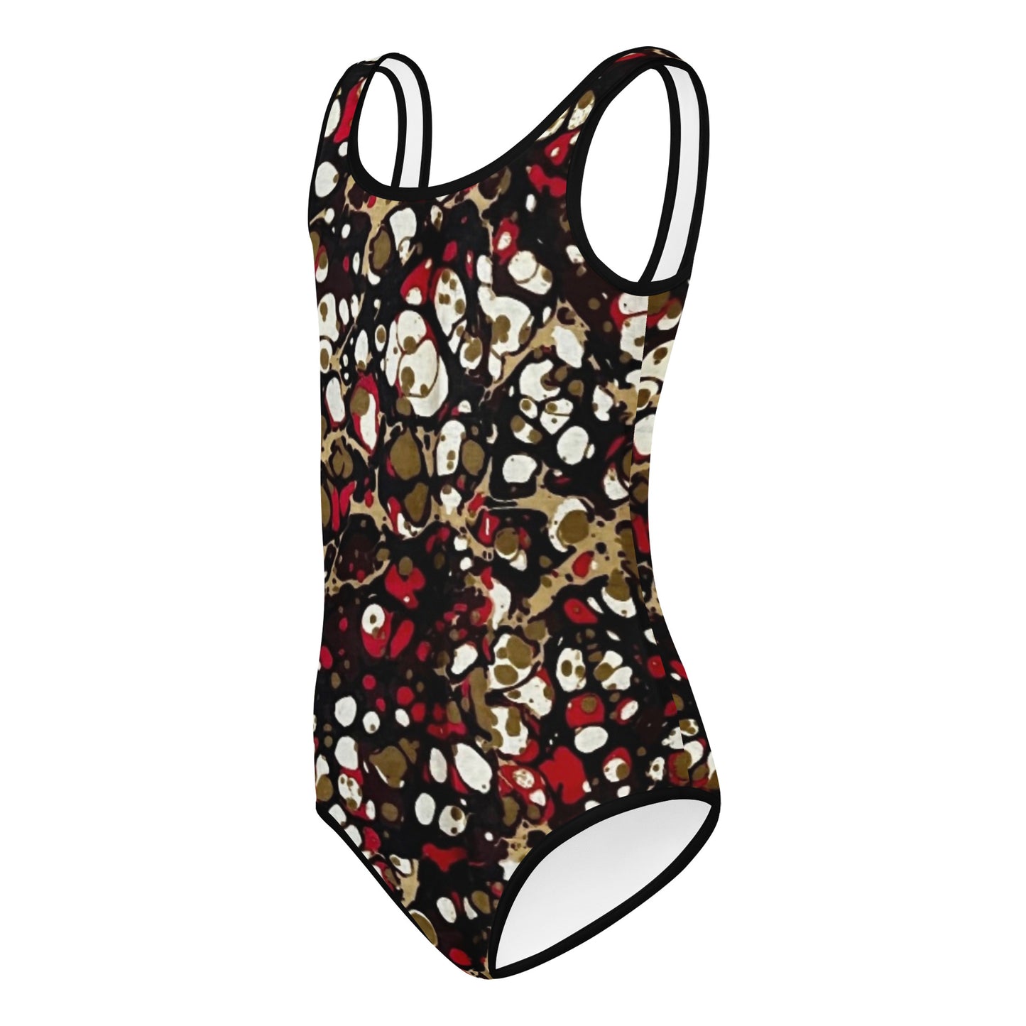 Red Abstract Adire Kids Swimsuit