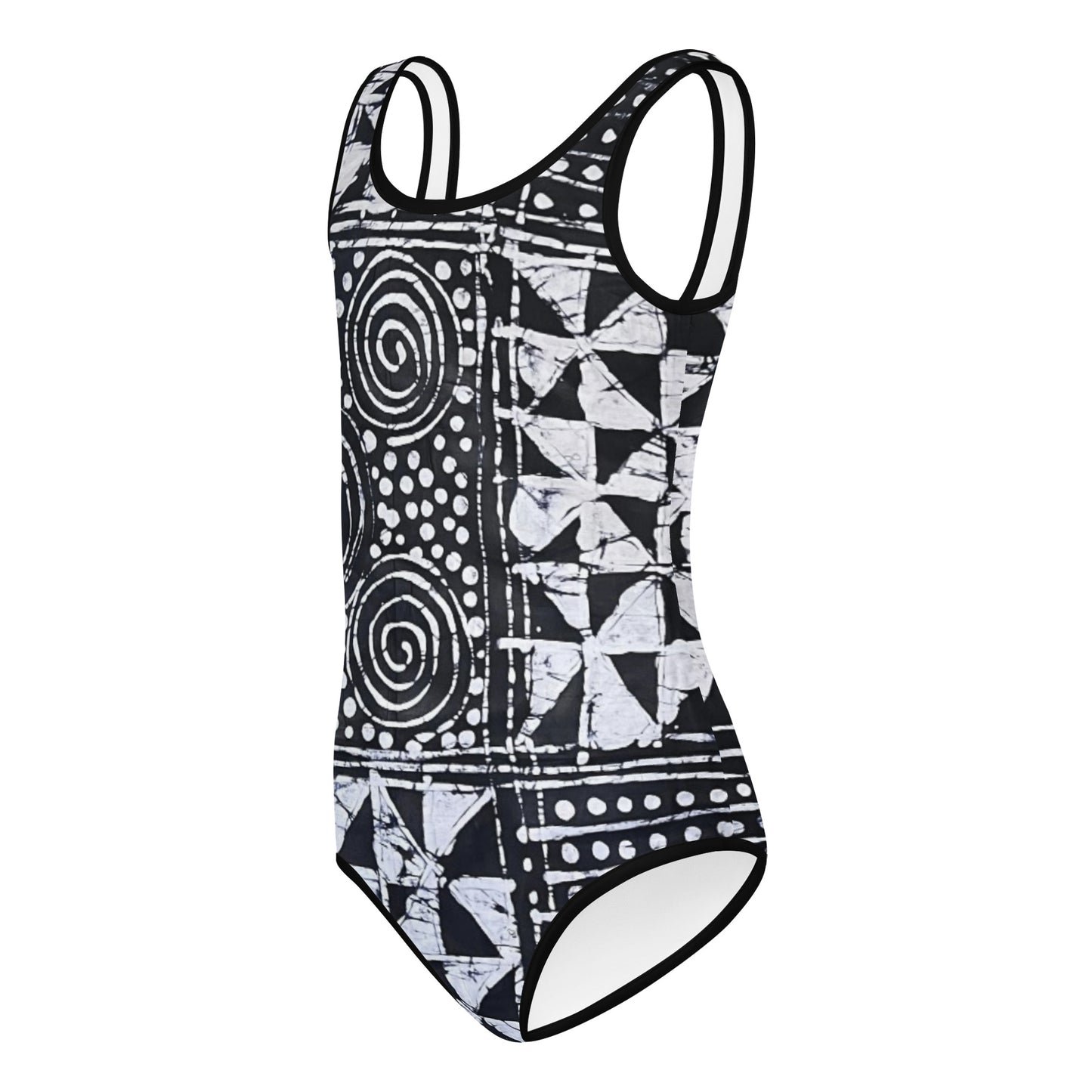 Monochrome Abstract Adire Kids Swimsuit