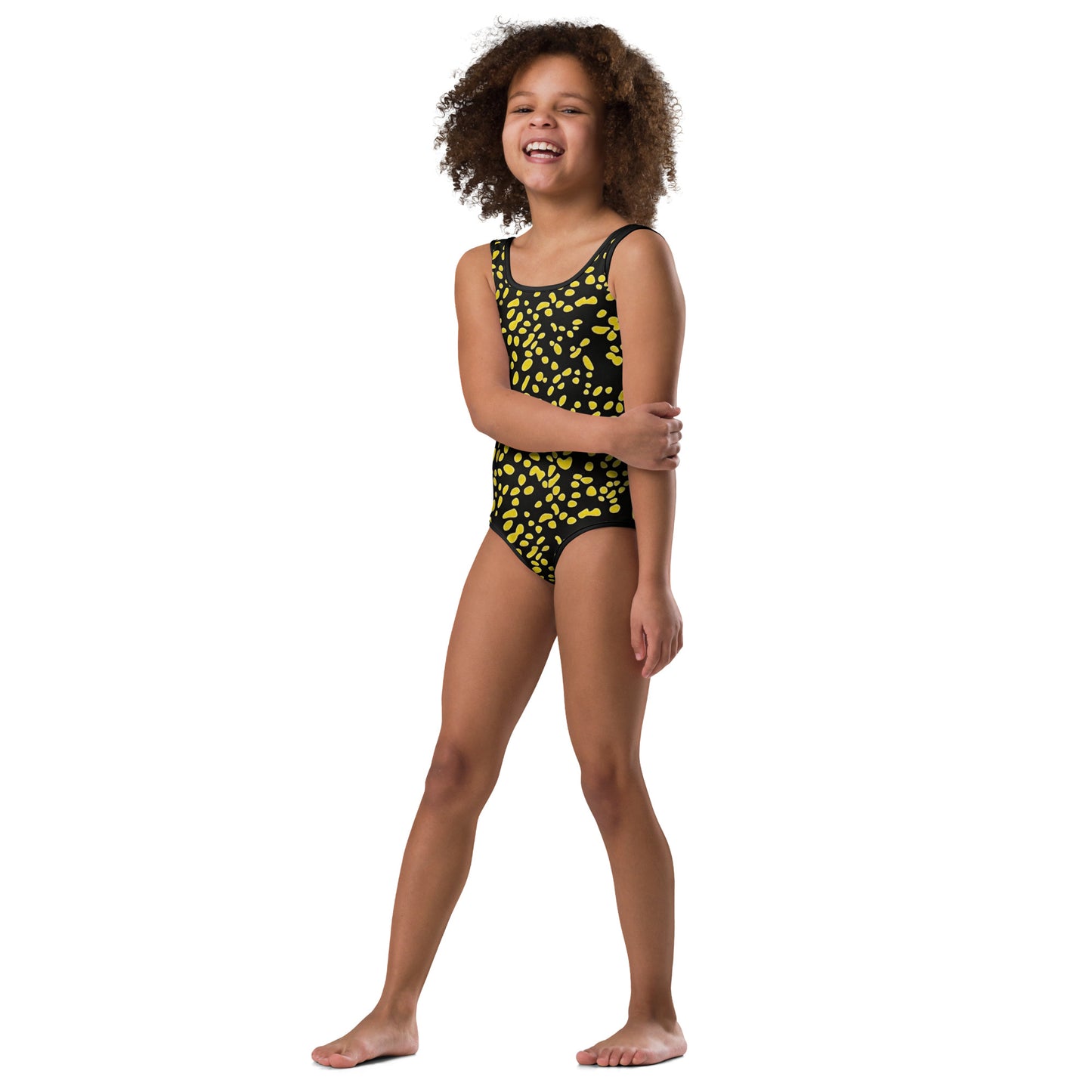 Yellow Dots Adire Kids Swimsuit