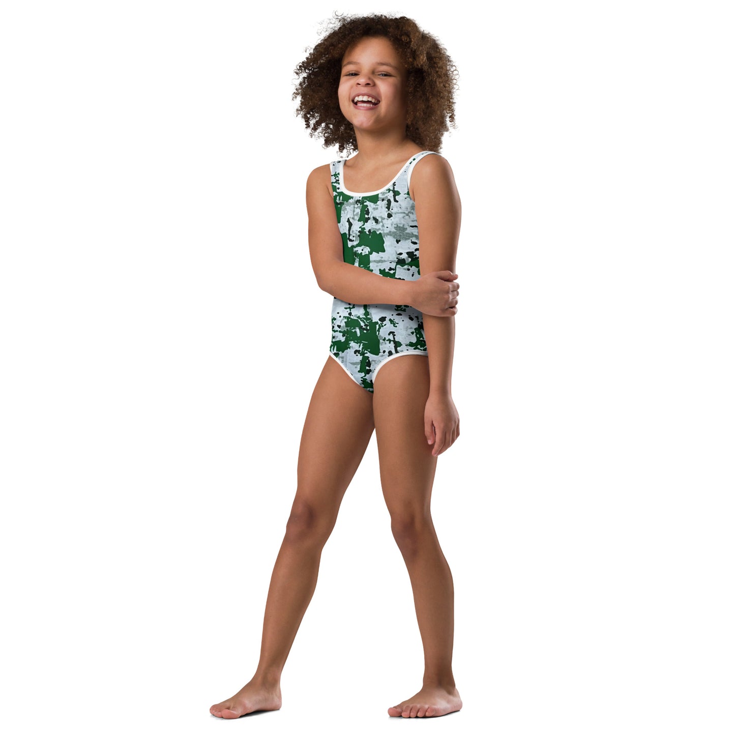 Green Camo Adire Kids Swimsuit