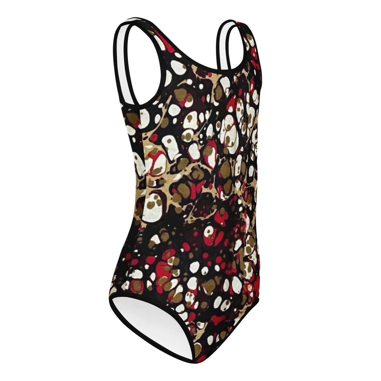 Red Abstract Adire Kids Swimsuit