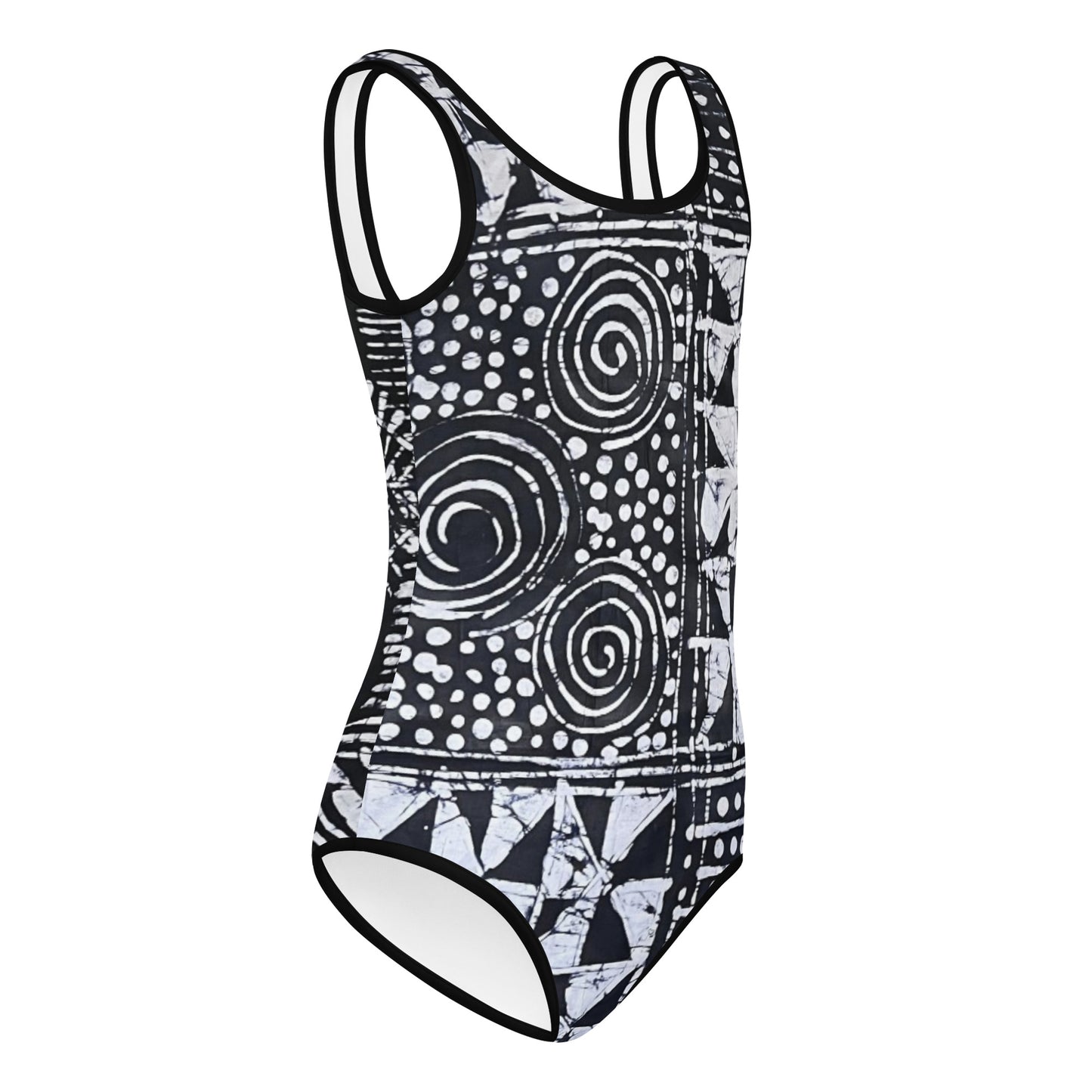 Monochrome Abstract Adire Kids Swimsuit