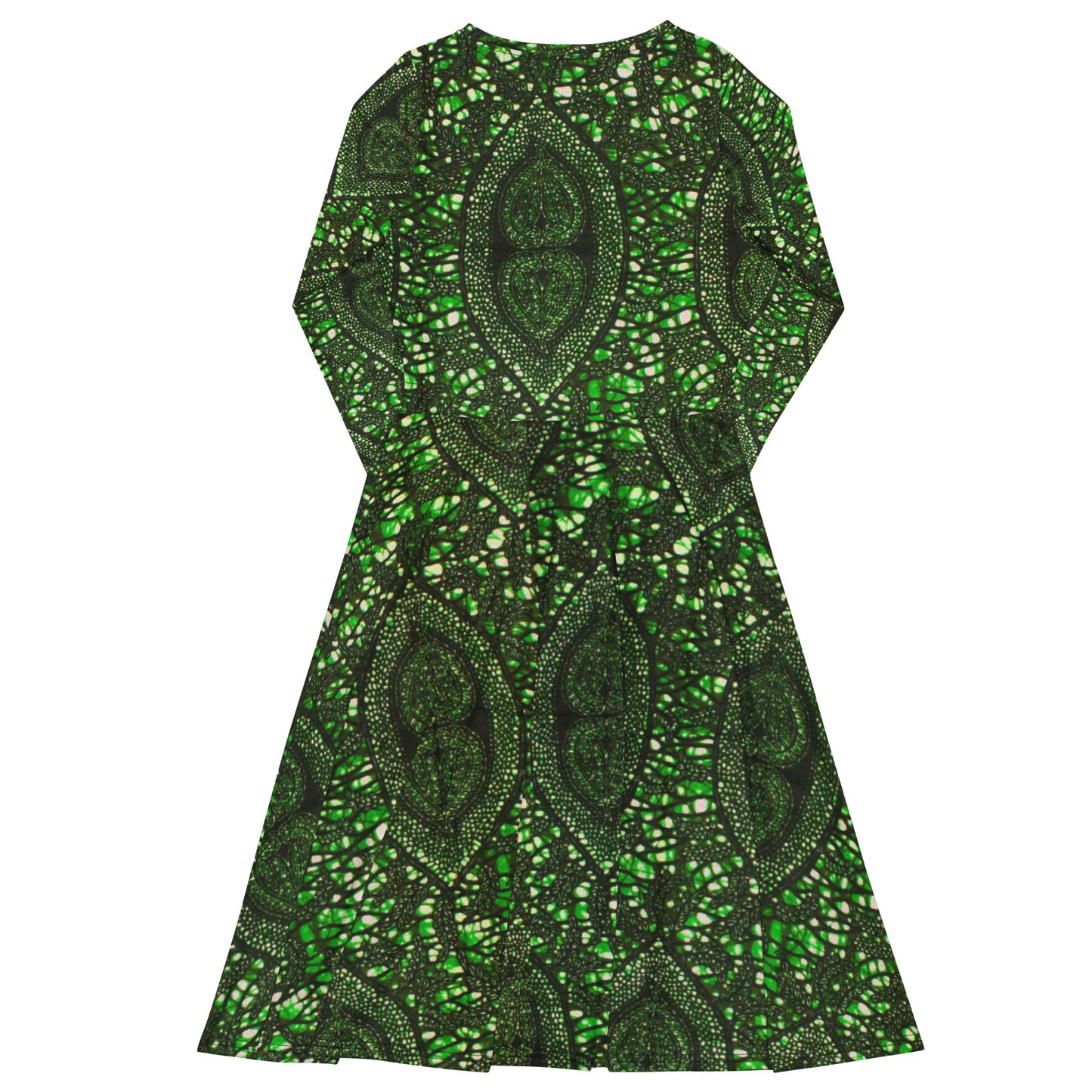 Green Peas Ankara Long Sleeve Midi Dress