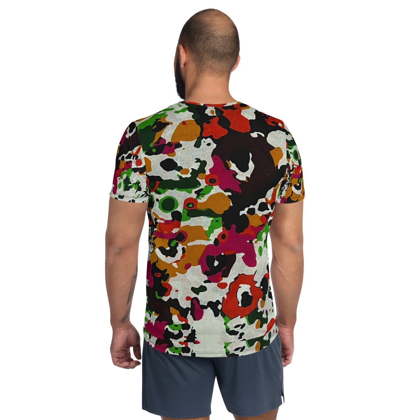 Multicolour Paint Ankara Men's Athletic T-shirt