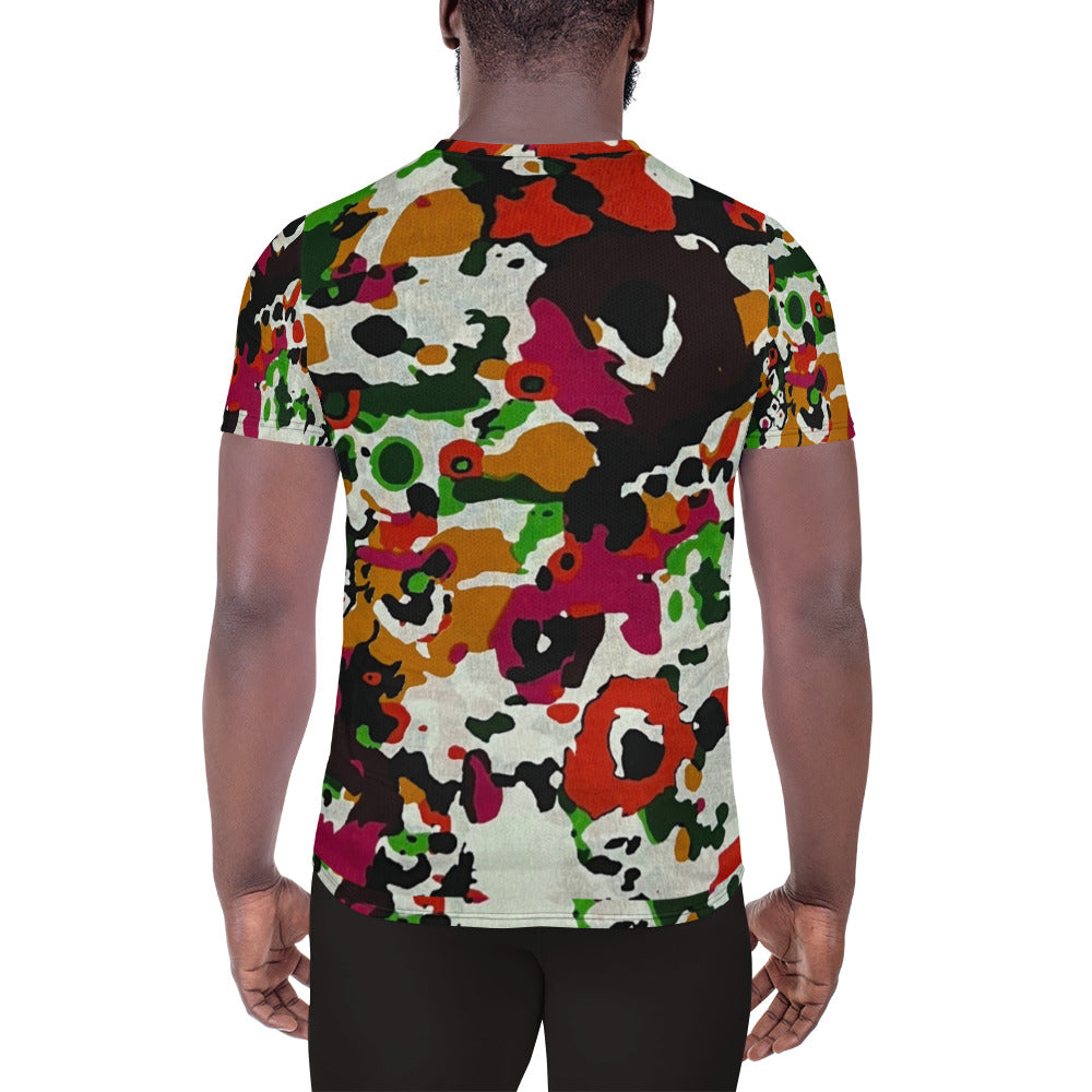 Multicolour Paint Ankara Men's Athletic T-shirt