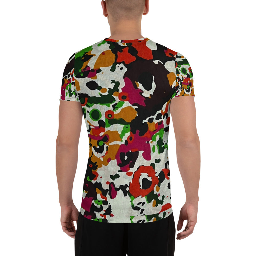 Multicolour Paint Ankara Men's Athletic T-shirt