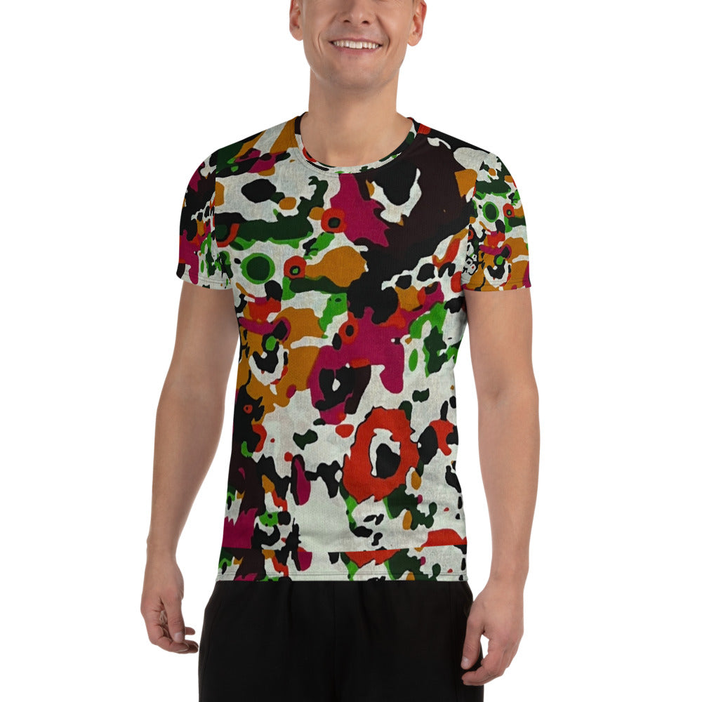 Multicolour Paint Ankara Men's Athletic T-shirt