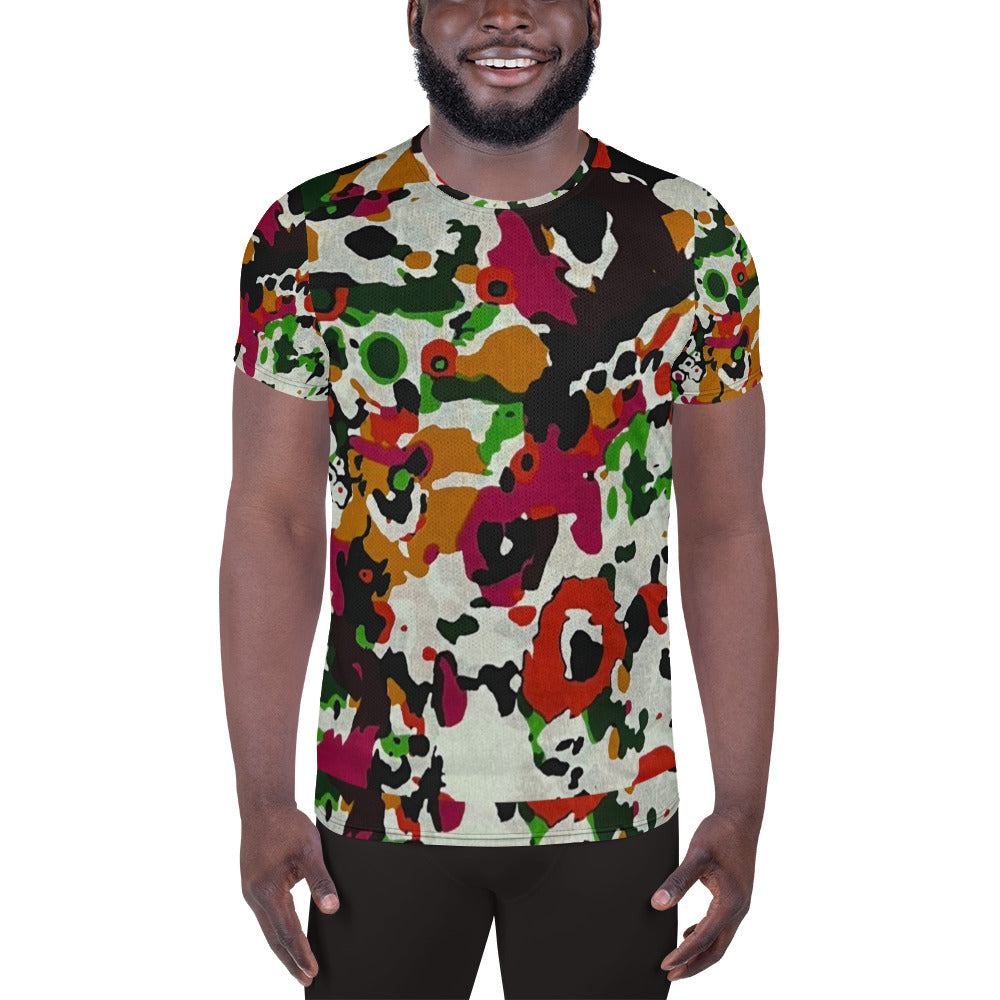 Multicolour Paint Ankara Men's Athletic T-shirt