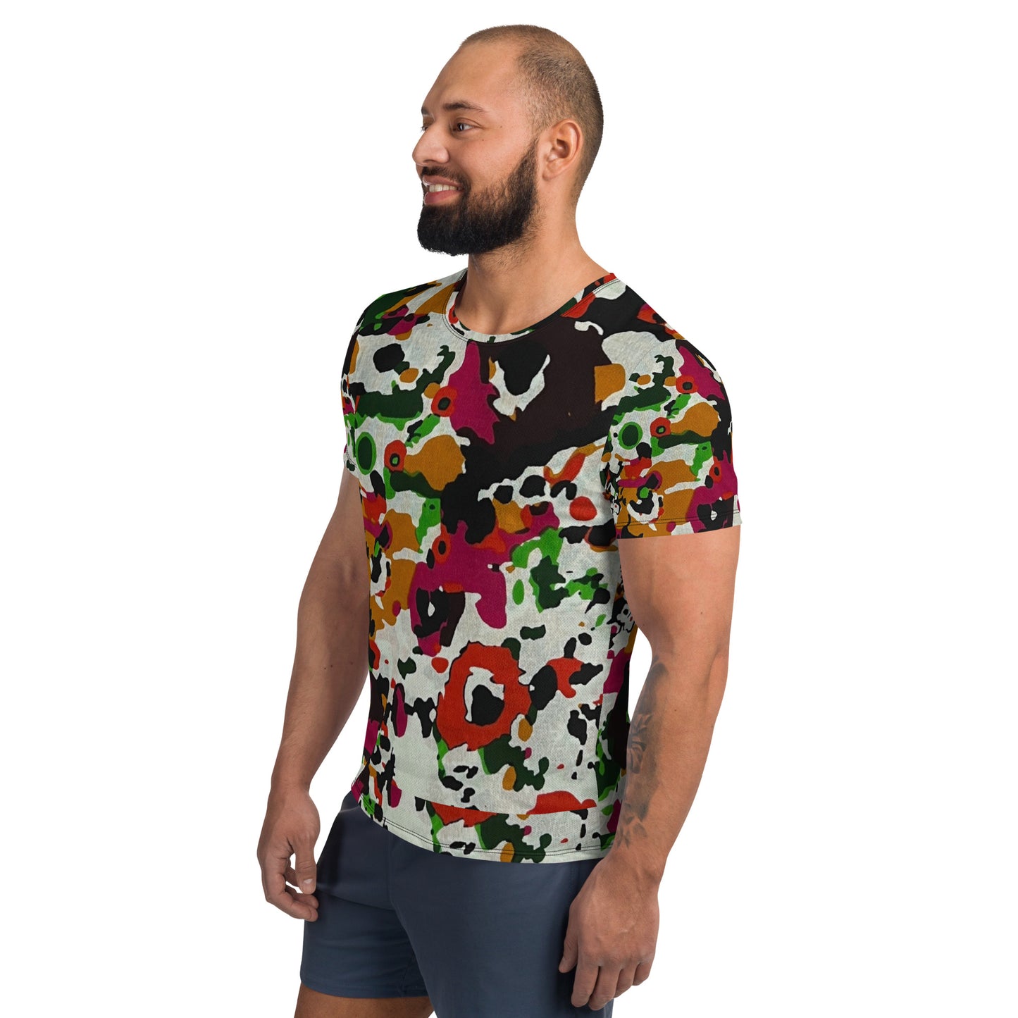 Multicolour Paint Ankara Men's Athletic T-shirt