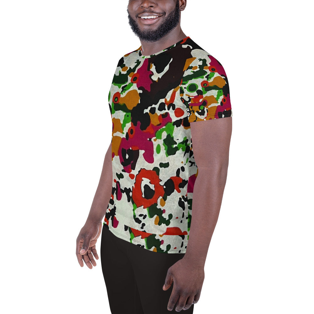 Multicolour Paint Ankara Men's Athletic T-shirt