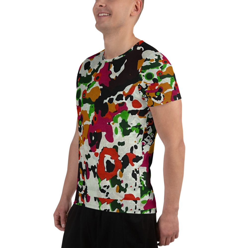 Multicolour Paint Ankara Men's Athletic T-shirt