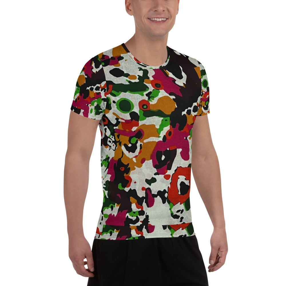 Multicolour Paint Ankara Men's Athletic T-shirt