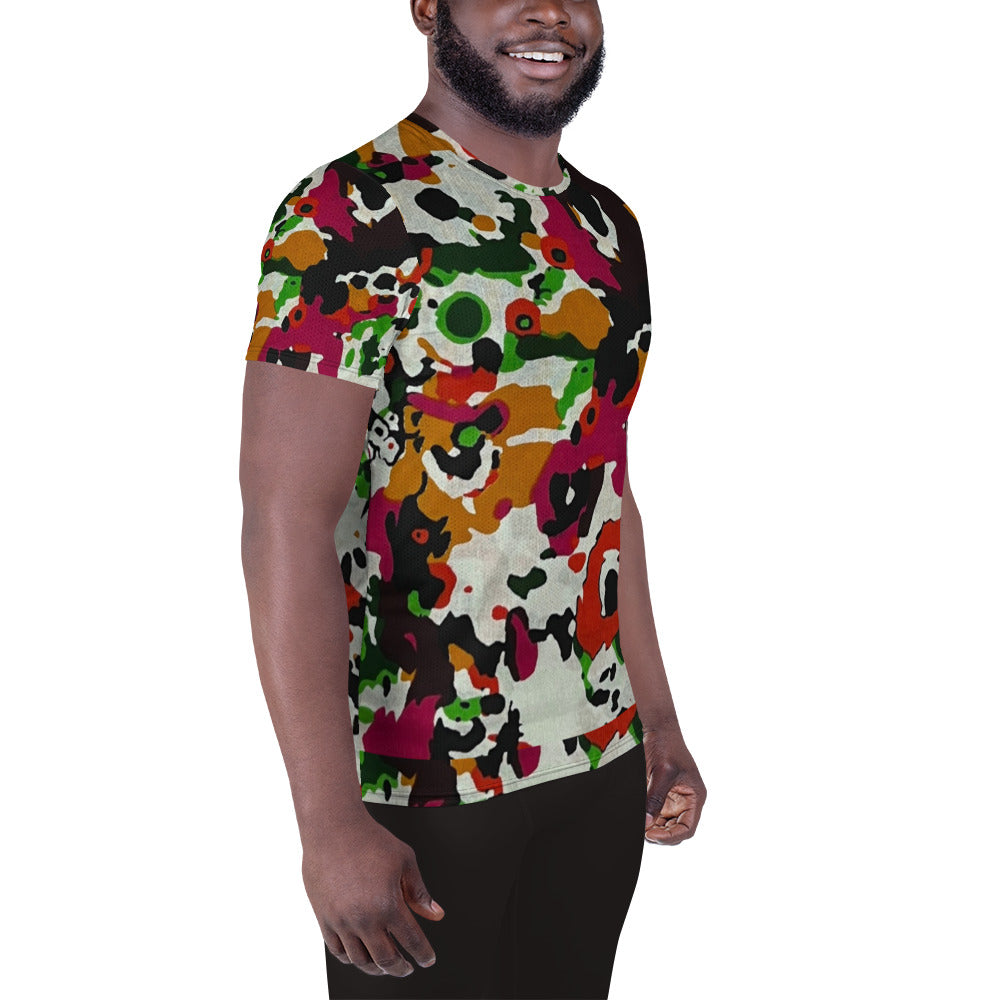 Multicolour Paint Ankara Men's Athletic T-shirt