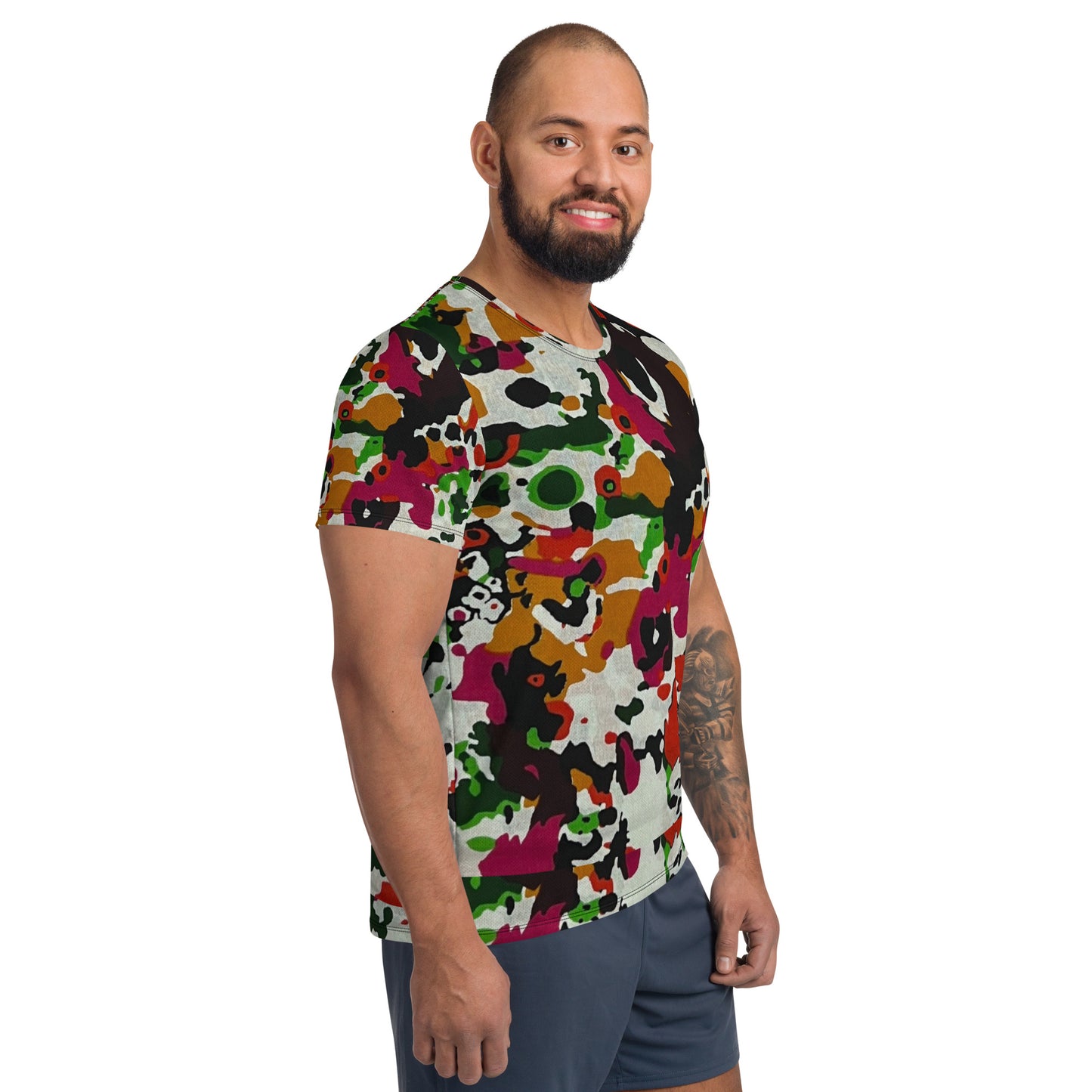 Multicolour Paint Ankara Men's Athletic T-shirt