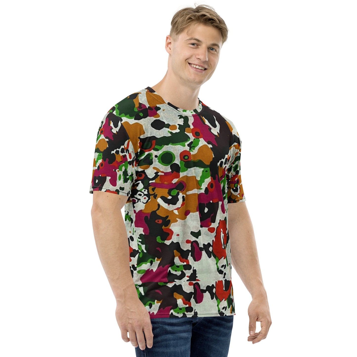 Multicolour Paint Ankara Men's T-Shirt