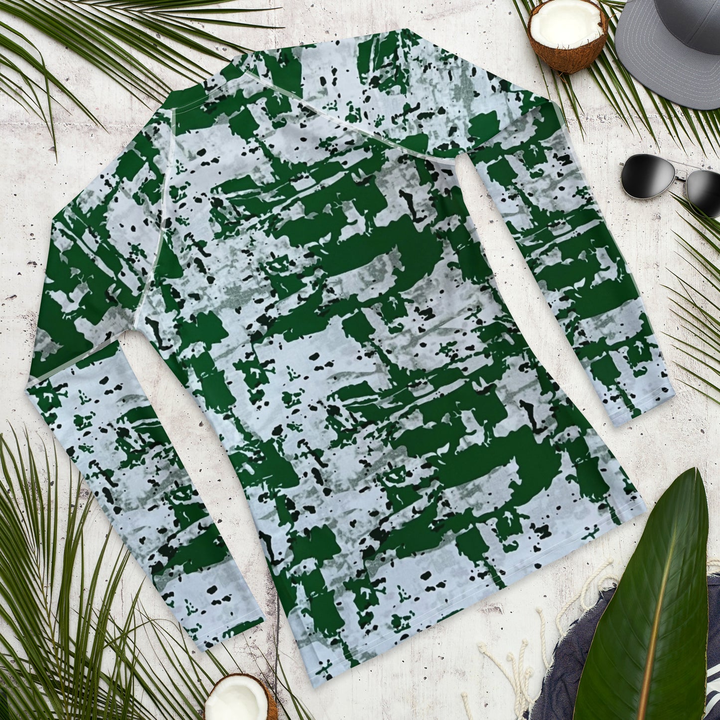 Green Camo Adire Men's Rash Guard