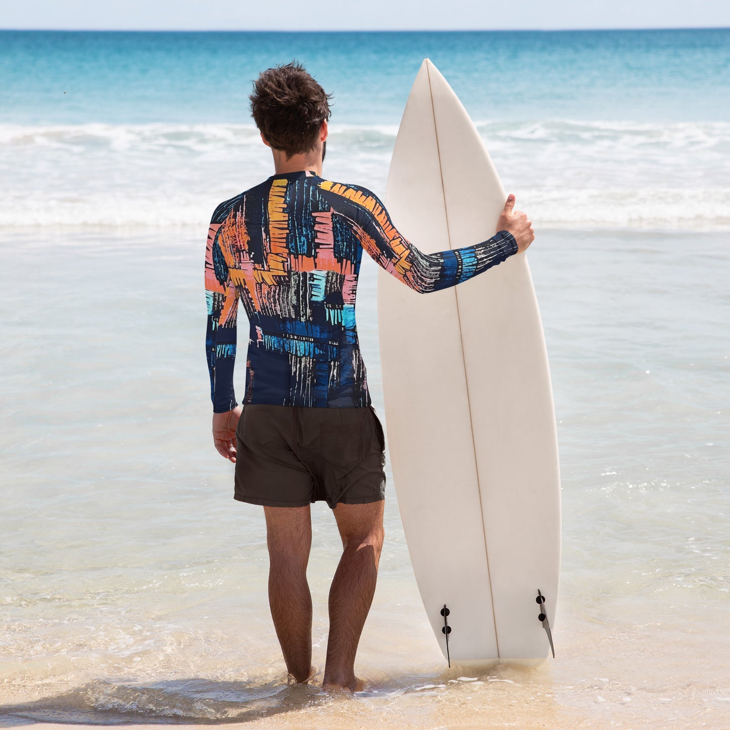 Colourful Adire Men's Rash Guard