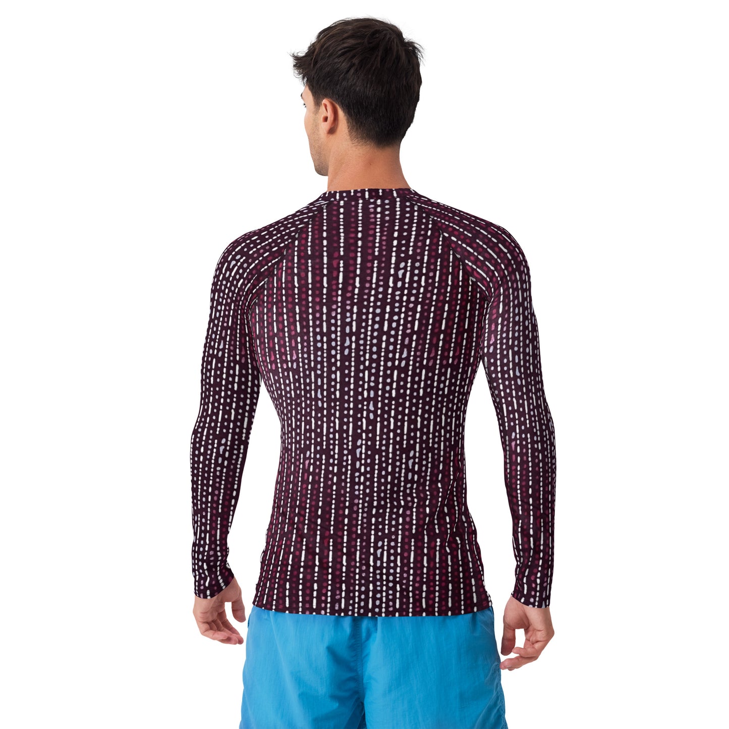 Burgundy Stripe Adire Men's Rash Guard